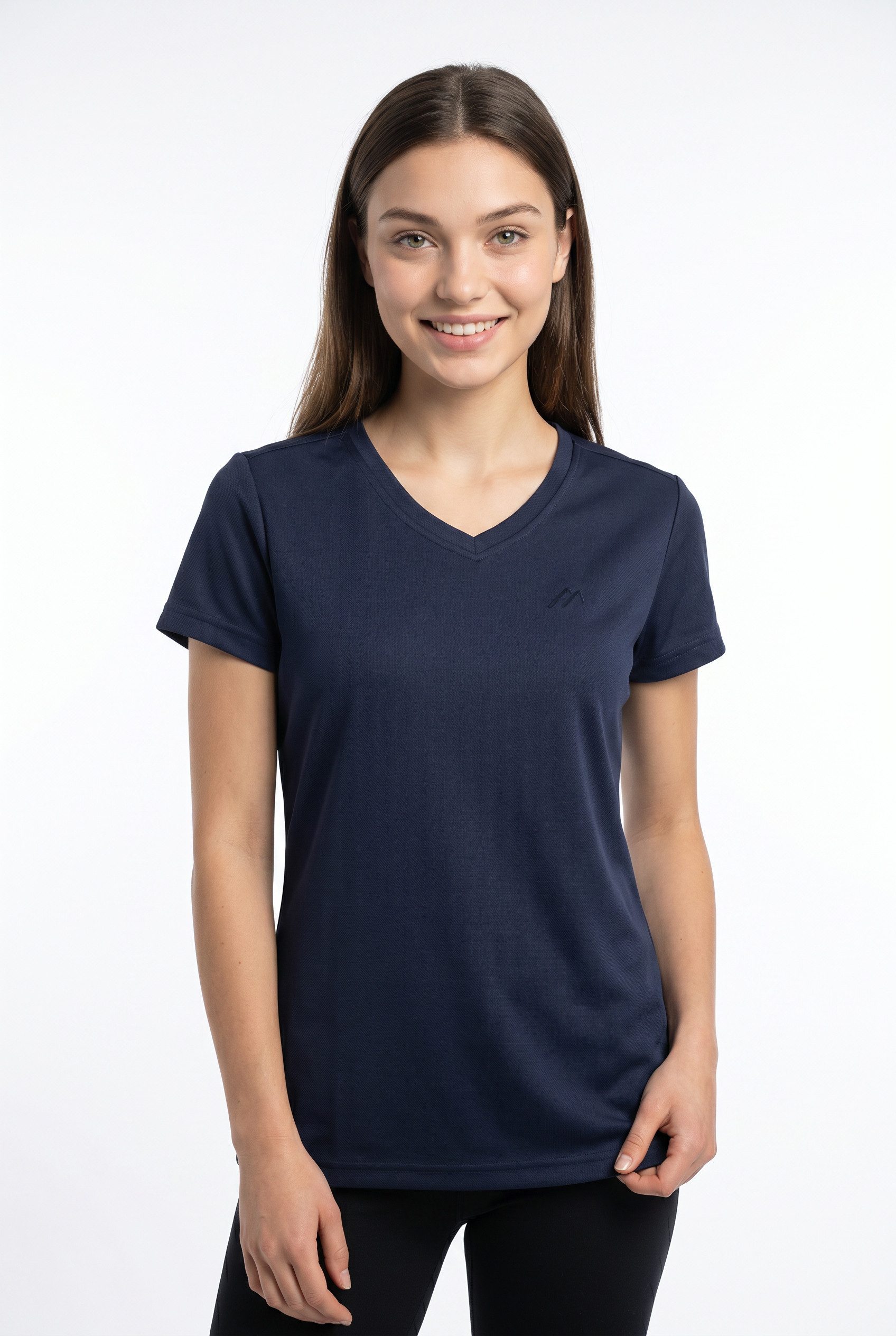 Maier Sports T-Shirt Da-Shirt 1/2 Arm Trudy mit dezentem V-Ausschnitt, schnell trocknendes Material, aus Polyester