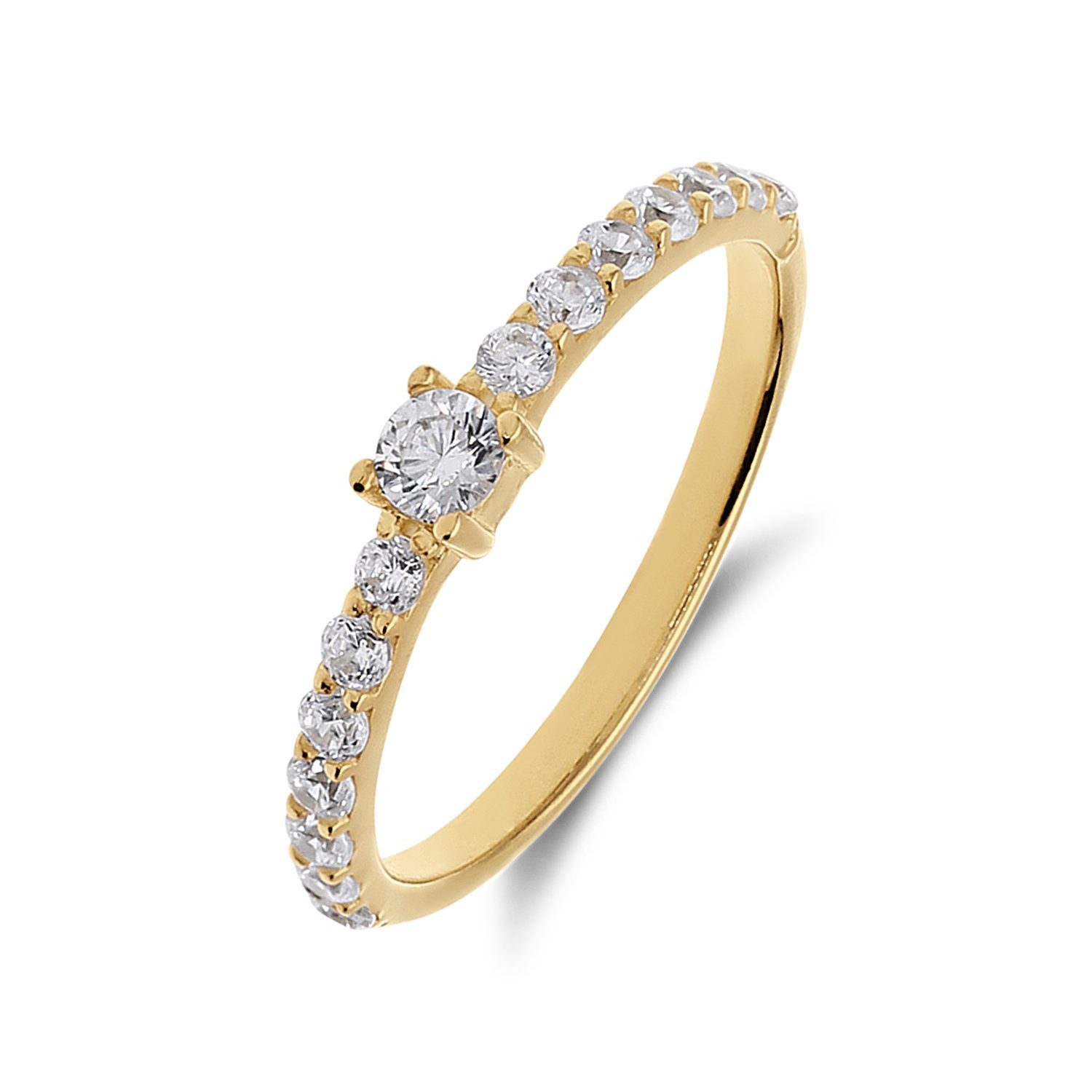 LUCARDI Fingerring Ring - 925 Silber - Gold - Zirkonia - Damen