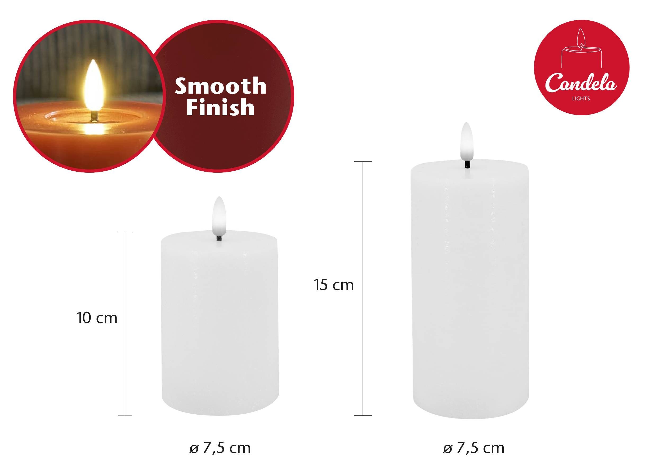 LC Home LED-Kerze Candela Lights LED Kerzen 4er Set Winter glatt Echtwachs (4-tlg) – Bild 4 von 5