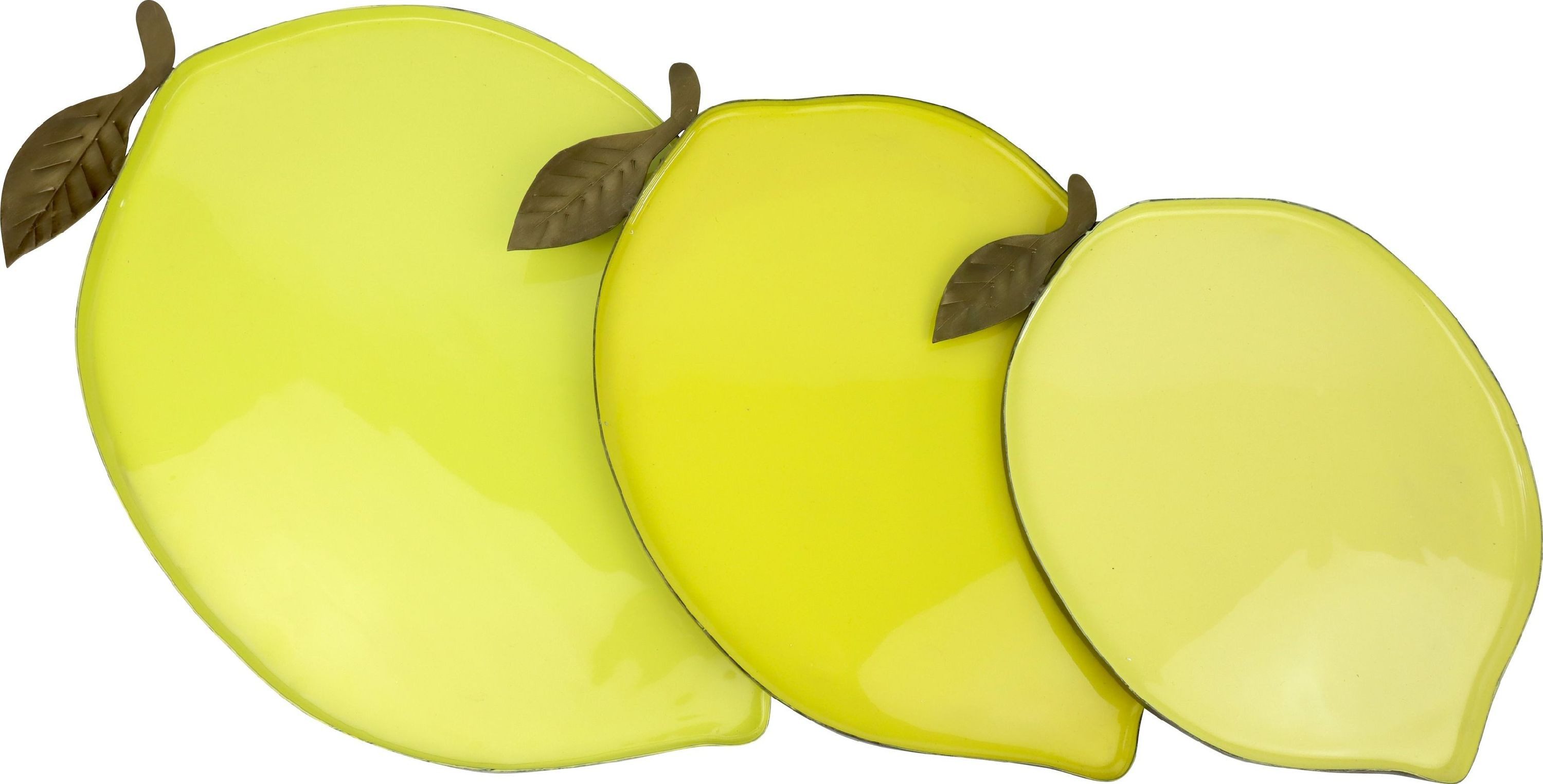 FURNARO Dekoschale (3-tlg), Tablettschalen in Zitronenform aus Eisen ca. 36cm, 30,5cm und 23,5cm