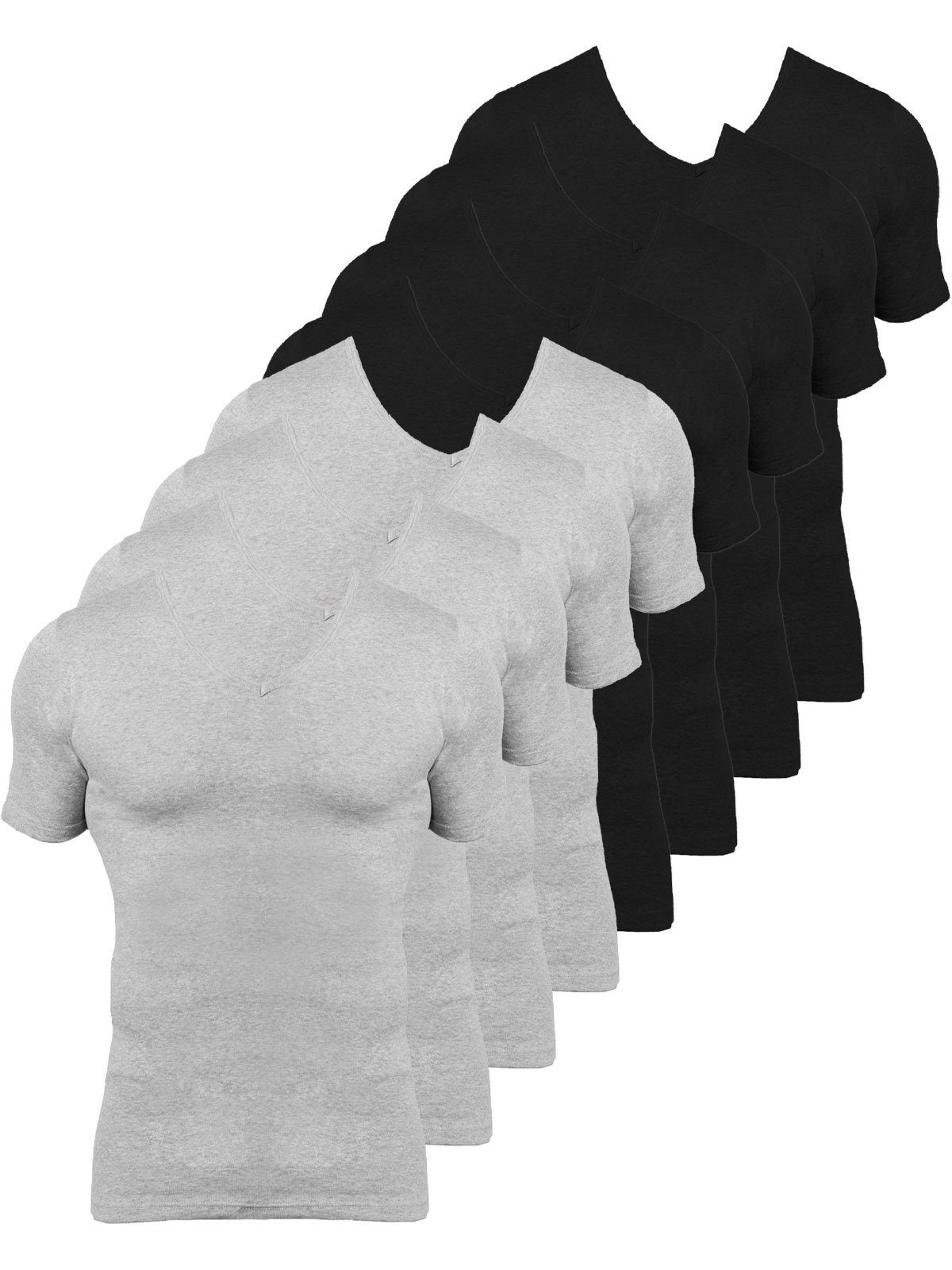 KUMPF Unterziehshirt 8er Sparpack Herren T-Shirt Bio Cotton (Spar-Set, 8-St) hohe Markenqualität schwarz steingrau-melange