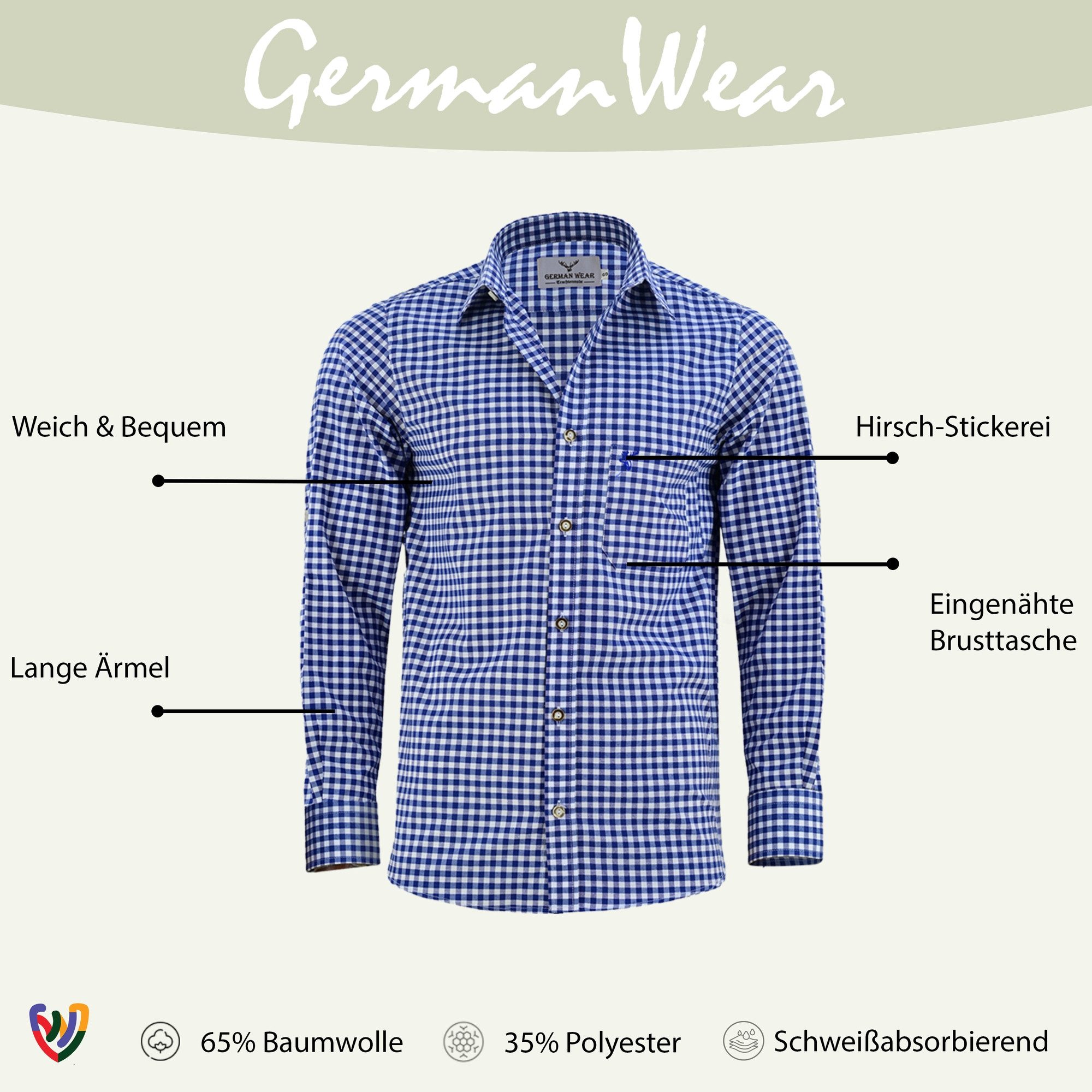 German Wear Trachtenhemd GW1205 Trachtenhemd Dunkelblau Karo günstig online kaufen
