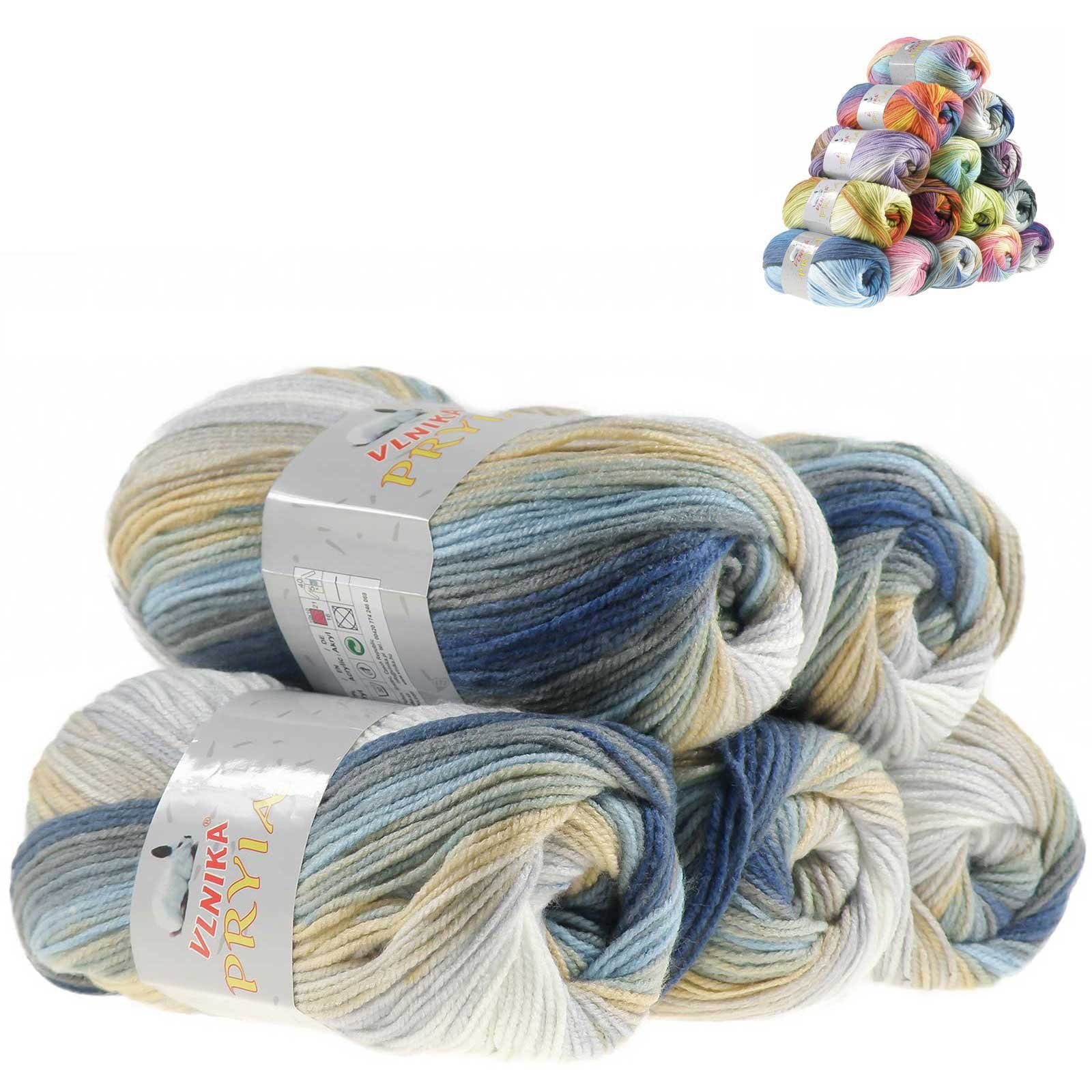 VLNIKA 5 x 100g Farbverlaufsgarn Pryia Häkelwolle, 102 Winter Evening