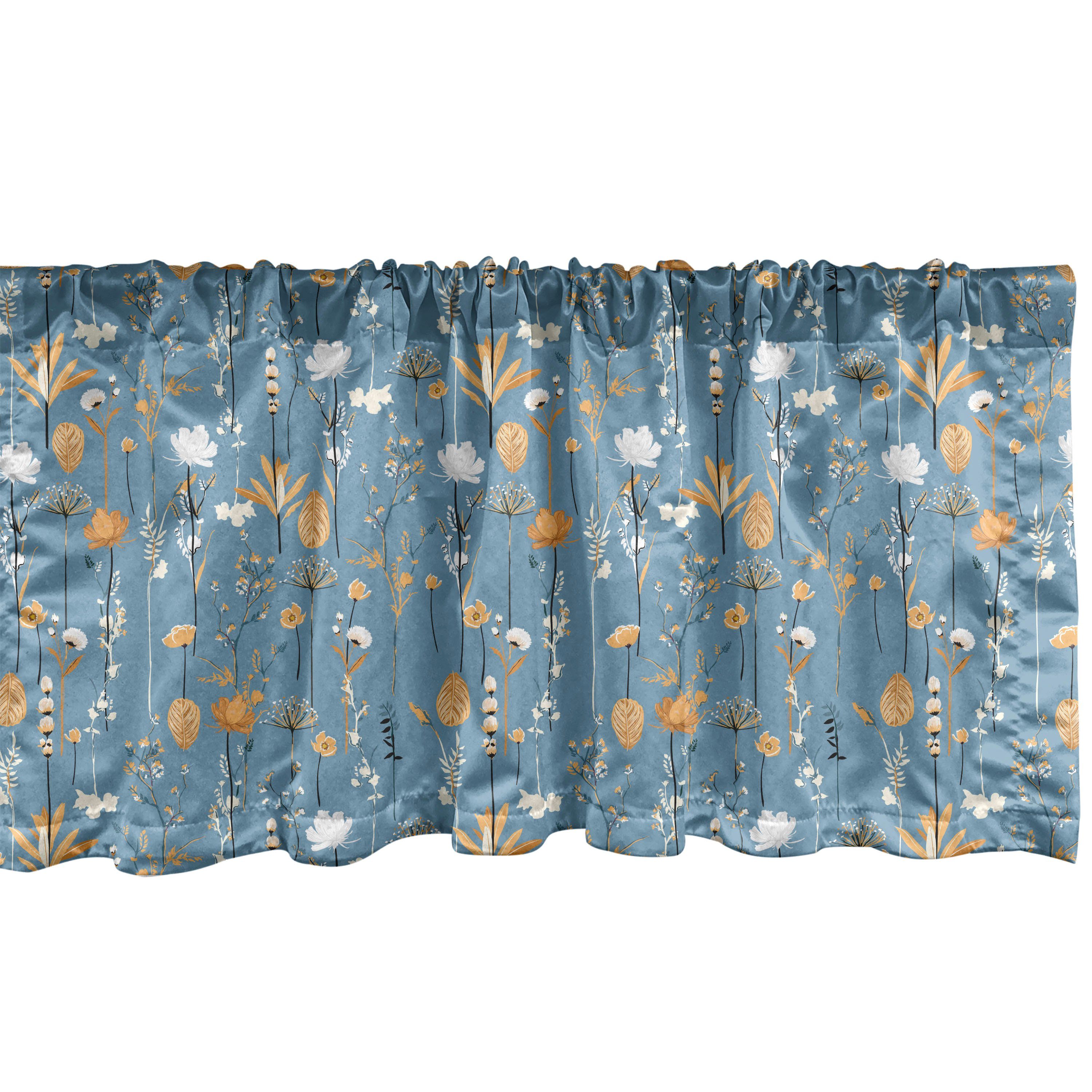 Scheibengardine Vorhang Volant für Küche Schlafzimmer Dekor mit Stangentasche, Abakuhaus, Microfaser, Blumen Winter Style Botanic Bloom