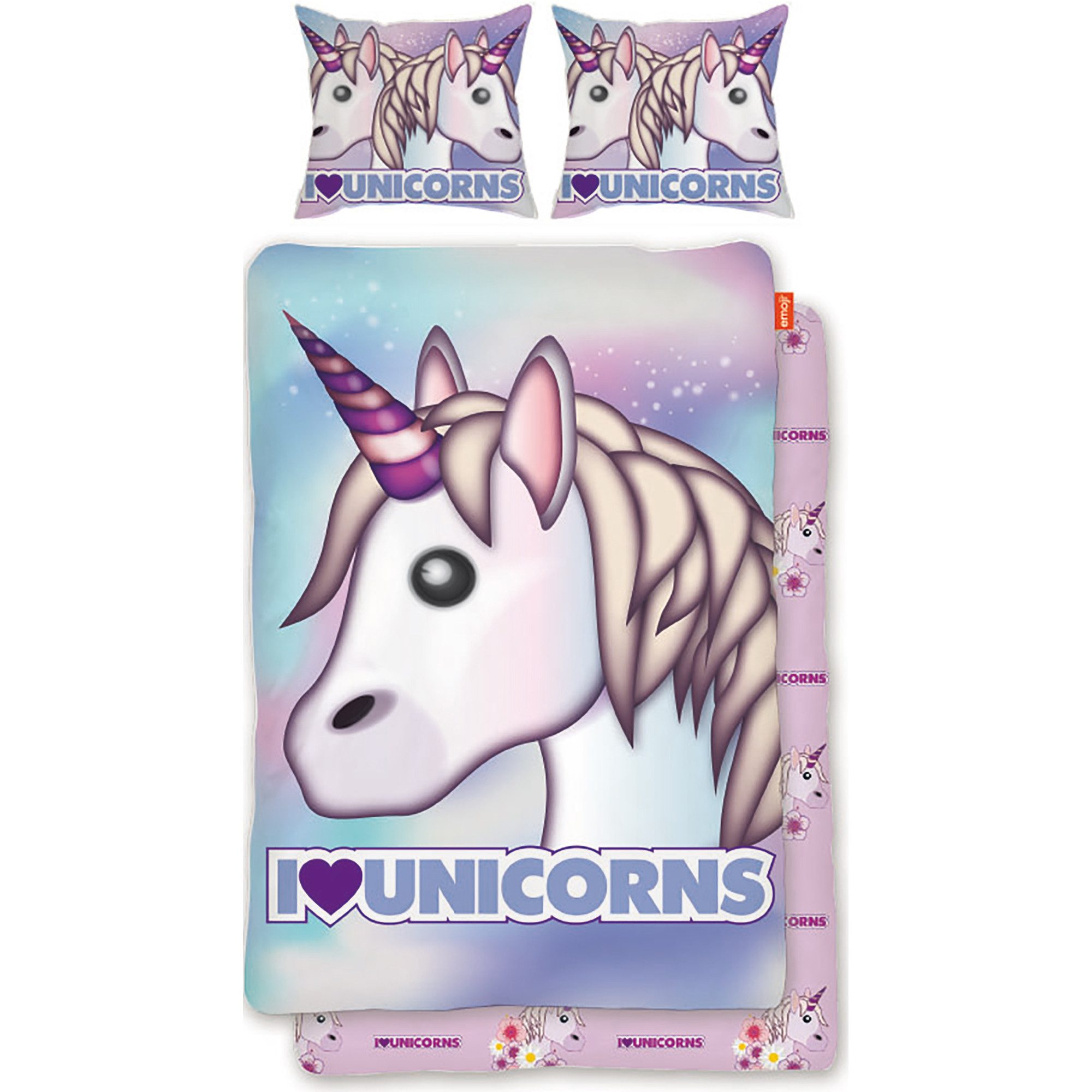 Kinderbettwäsche Emoji Einhorn Bettwäsche Linon / Renforcé