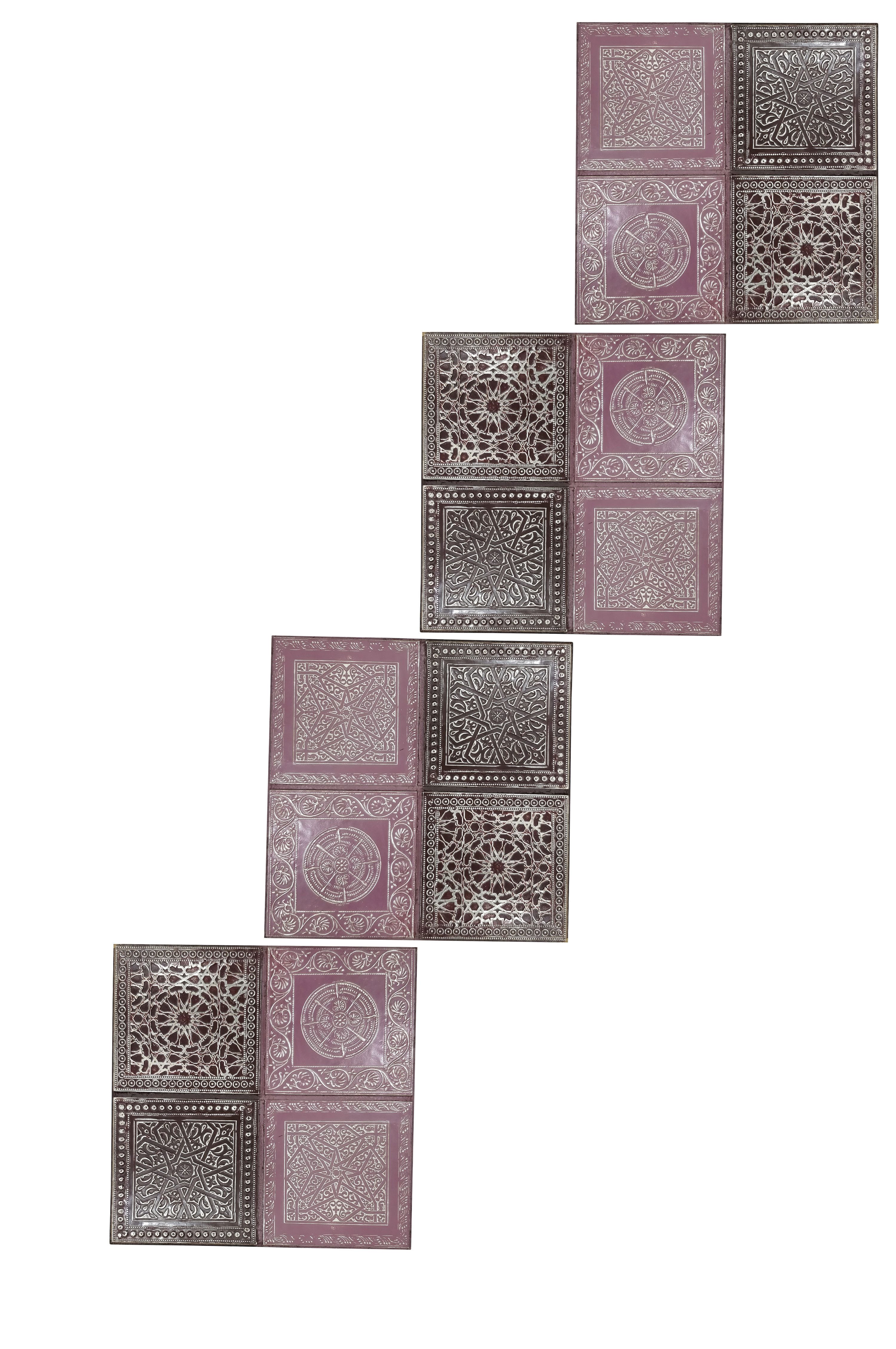 Marrakesch Orient & Mediterran Interior Wanddekoobjekt 4er Set Orientalisches Wandbild Sahra aus Holz in Schwarz-Lila 30 cm (4 St), Handarbeit
