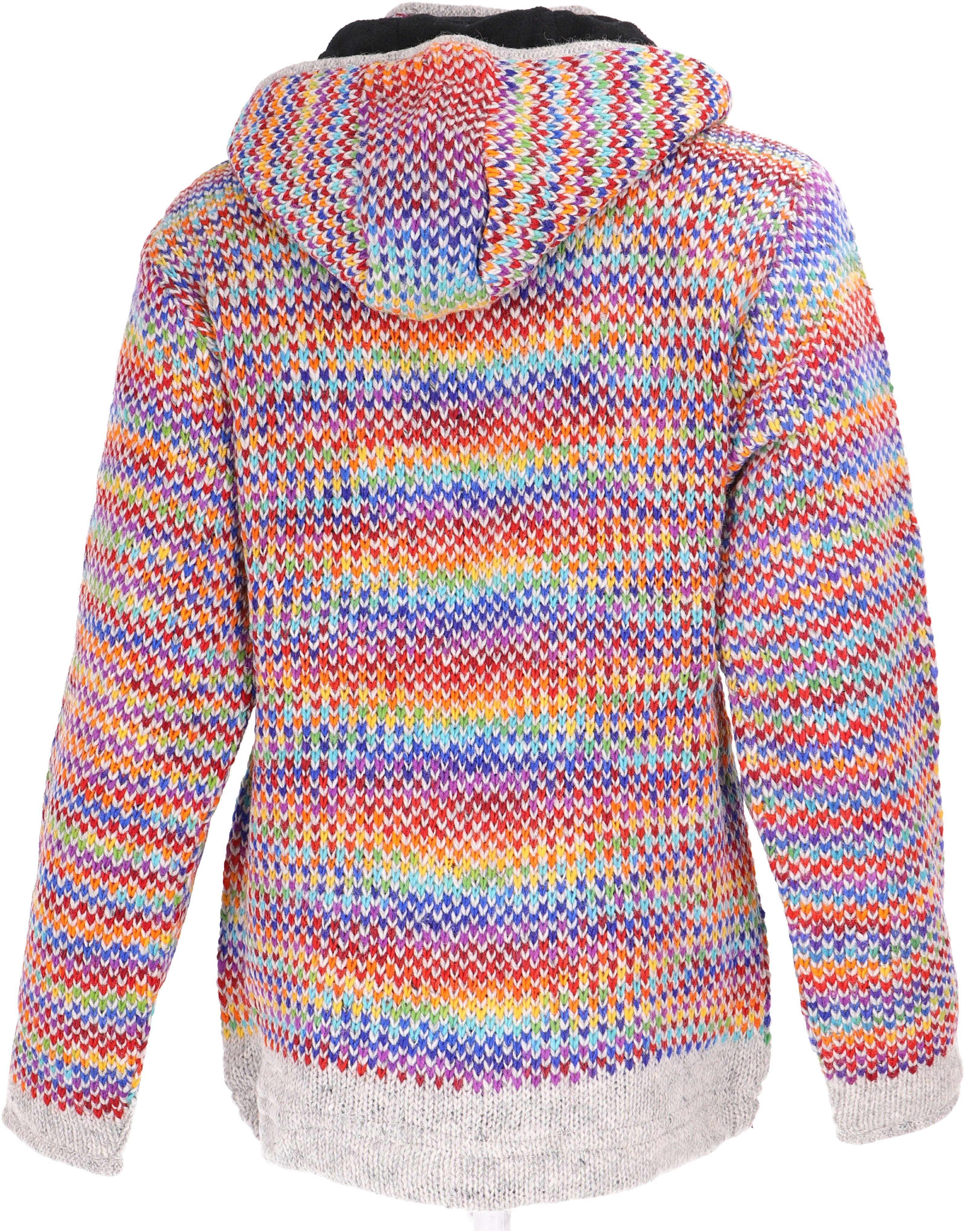 Guru-Shop Langjacke Kuschelige gefütterte Strickjacke, gestreifte.. alternative Bekleidung – Bild 3 von 4