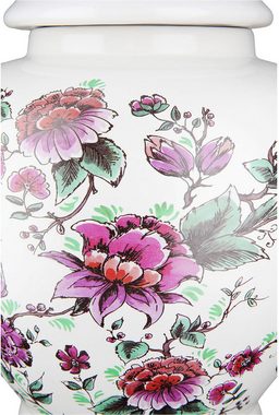 GILDE Dekovase Deckelvase Florale, aus Keramik, Höhe ca. 31,5 cm (1 St), wasserdicht