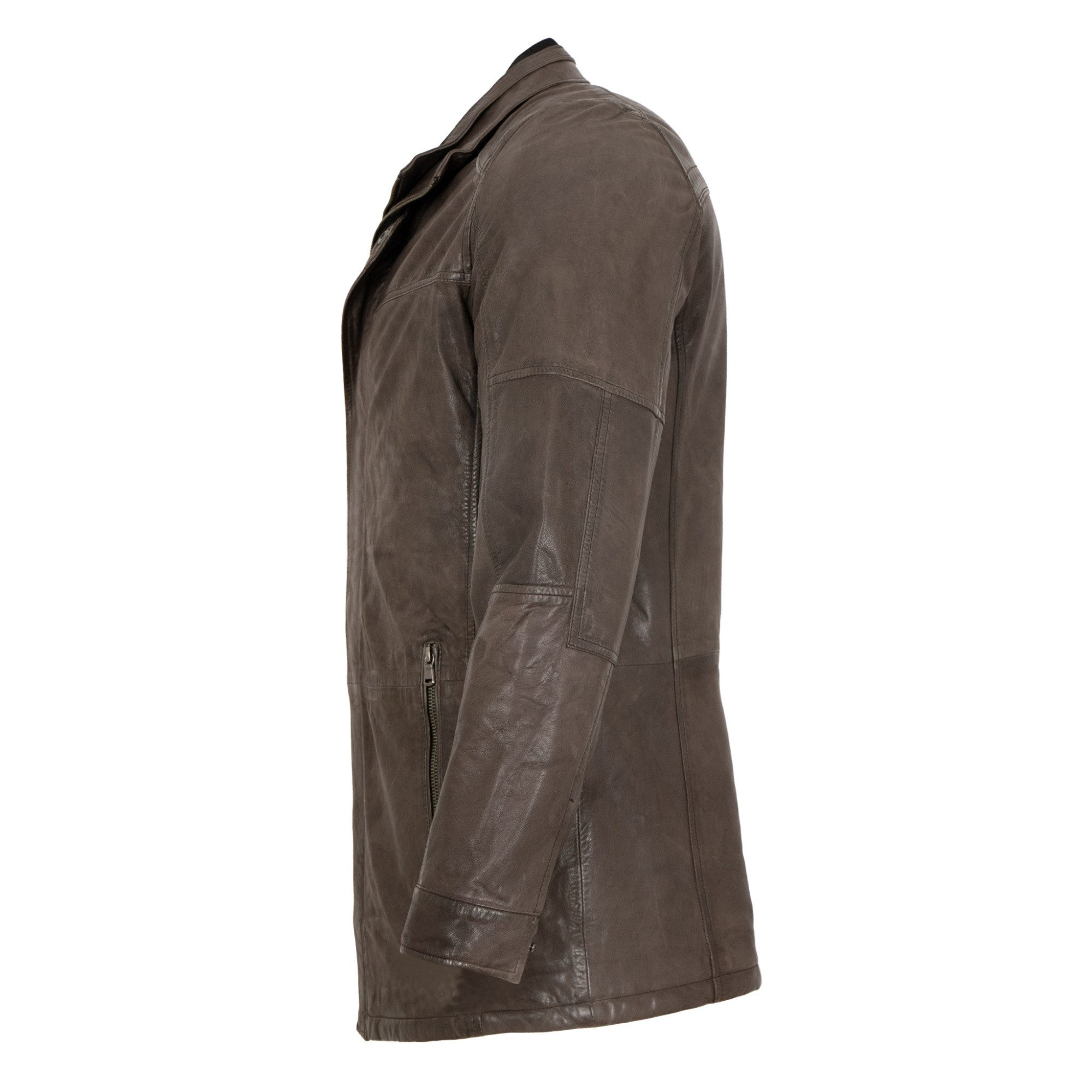 Maddox Lederjacke HJM-89 klassisch MADDOX - Herren Lederjacke Longjacke Parka Lammnappa stone antik