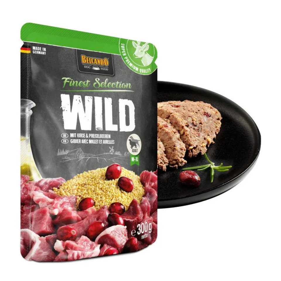 Belcando Wild mit Hirse & Preiselbeeren - Premium Nassfutter in Frischebeuteln 6x300g, Nassfutter für: Hunde