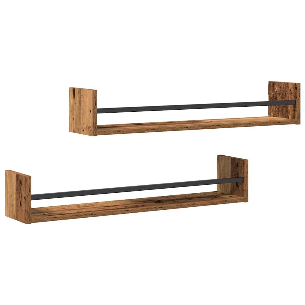 vidaXL Regal Wandregal Wandmontiert 2 pcs Altholz 80 x 16 x 14 cm, 2-tlg. günstig online kaufen