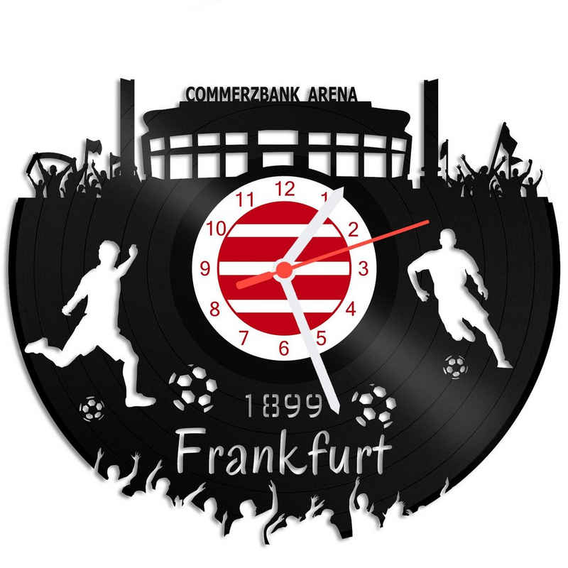 GRAVURZEILE Wanduhr Schallplattenuhr Frankfurt - 100% Vereinsliebe - Fußball -