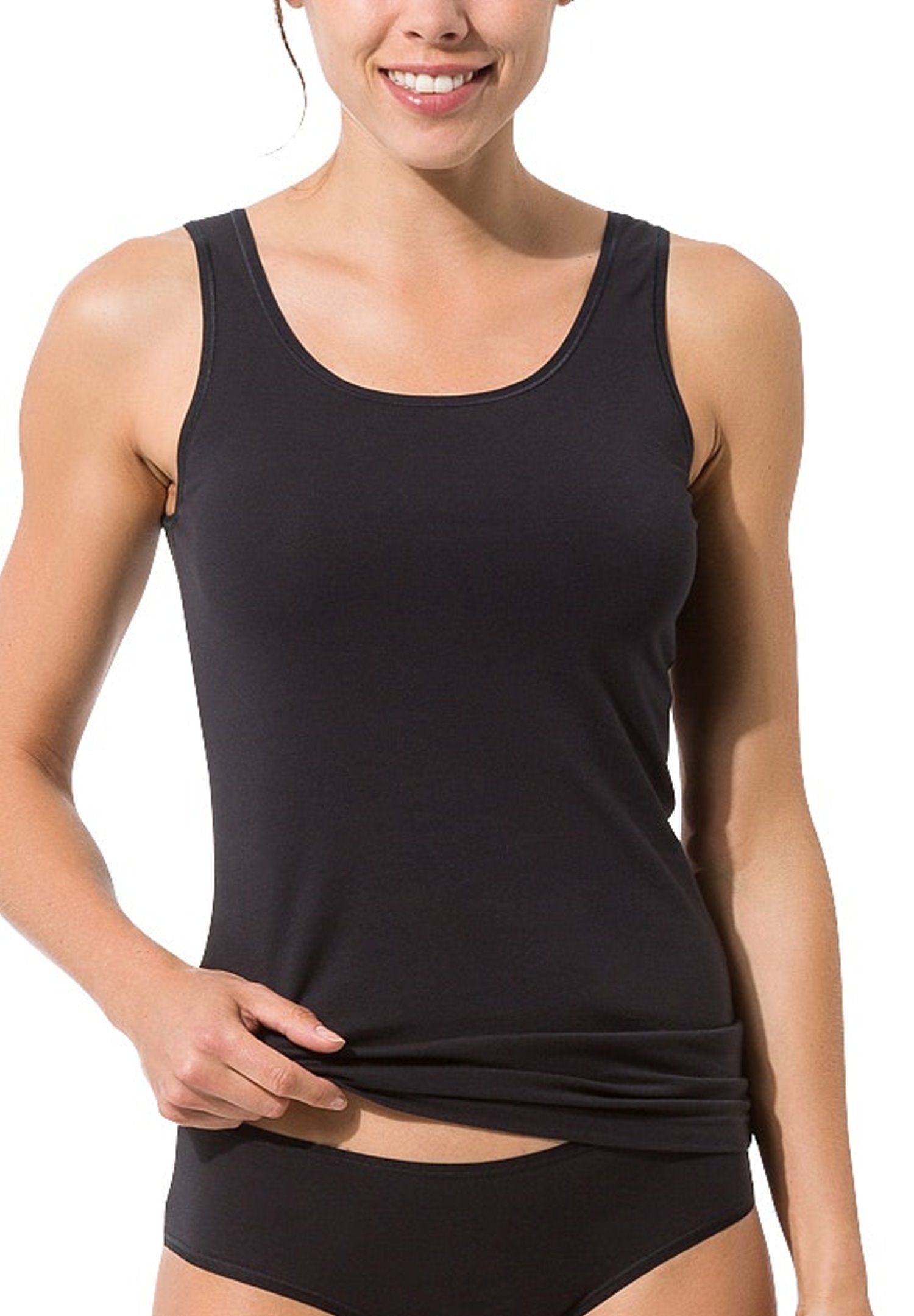 Skiny Unterhemd Skiny Damen Unterhemd (1, 1-St) Baumwollmischung schwarz