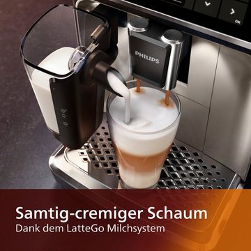 Philips Kaffeevollautomat 4300 Series EP4346/70 LatteGo, 8 Kaffeespezialitäten, 2 Benutzerprofile, silber/mattschwarz