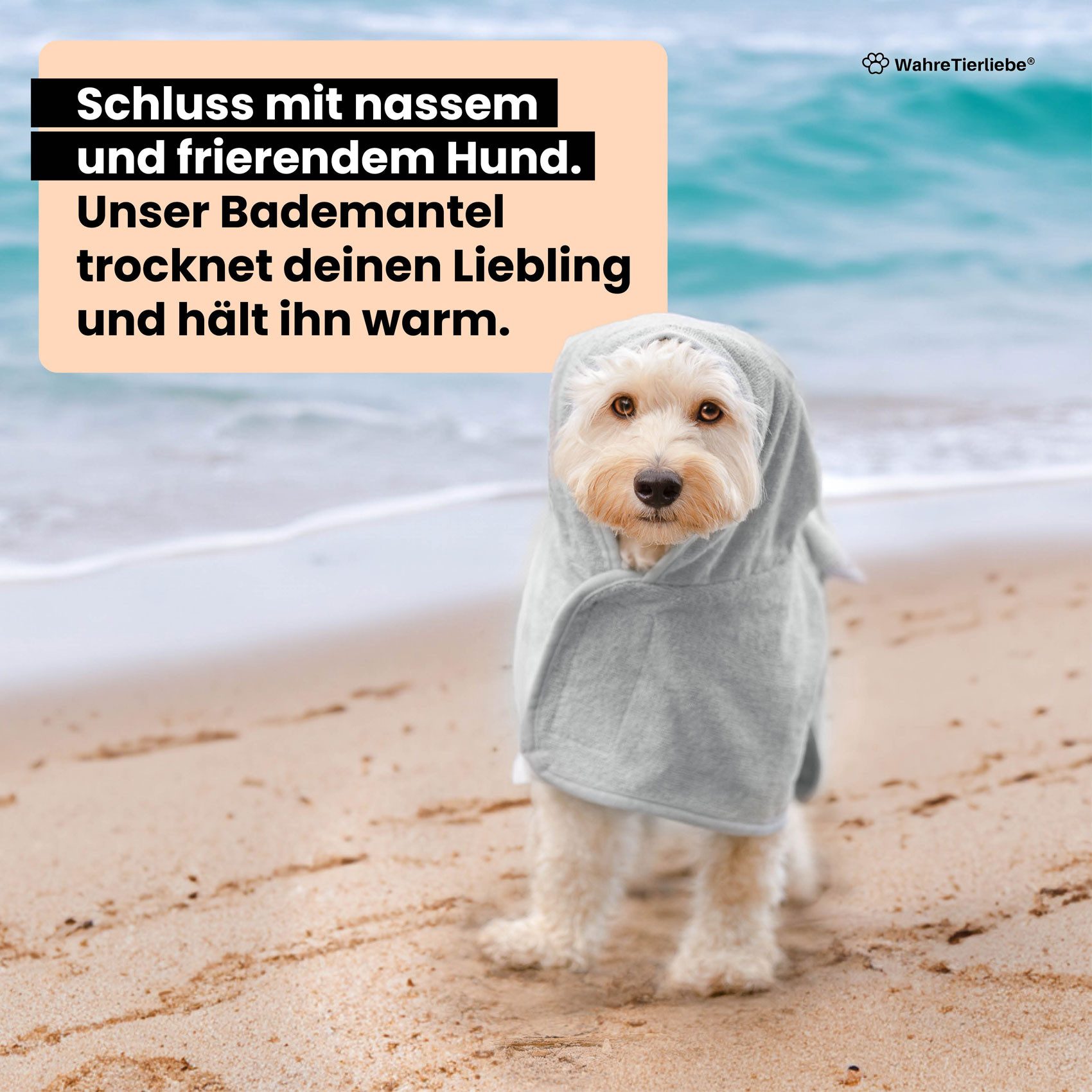Wahre Tierliebe Hundebademantel Premium Hunde Bademantel, kuschelig, saugstark und waschbar, In verschiedenen Größen und Farben erhältlich