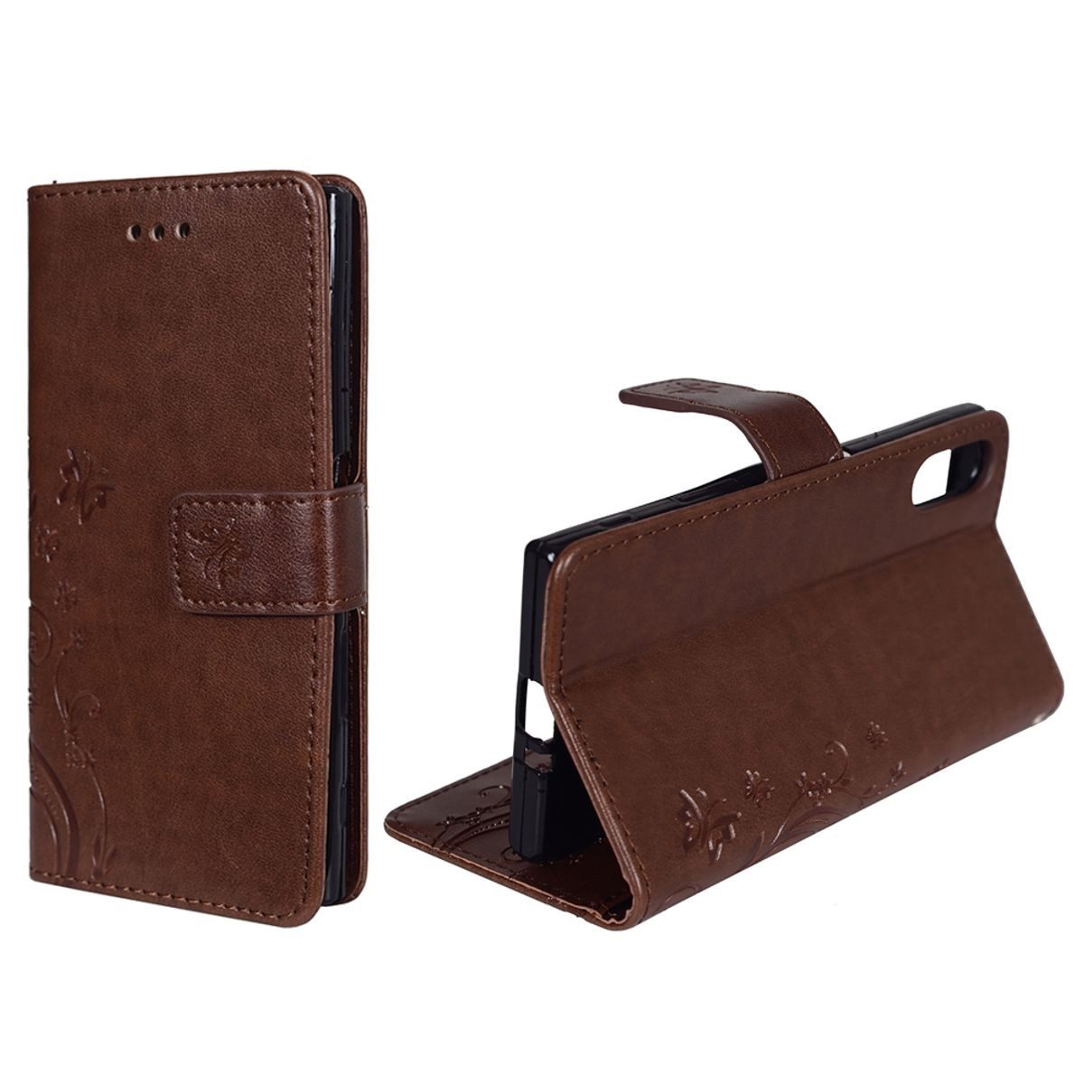 König Design Handyhülle Sony Xperia XZ, Sony Xperia XZ Handyhülle Bookcover Braun