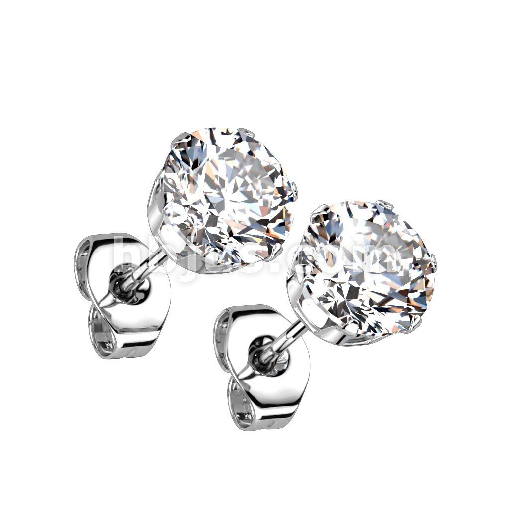 BUNGSA Ohrring-Set Ohrstecker silber 7mm aus Edelstahl für Damen (1 Paar (2 Stück)