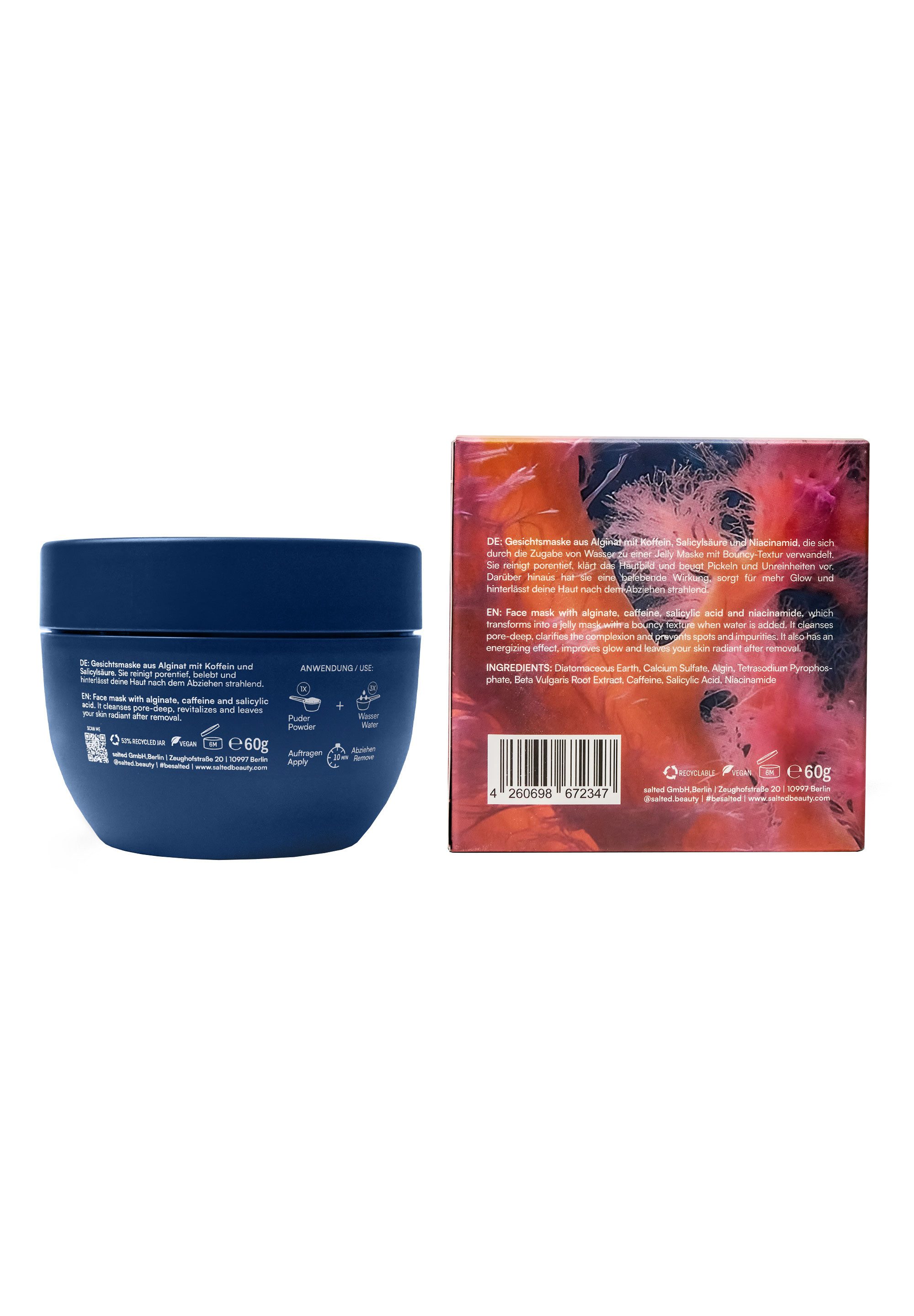 salted. Gesichtsmaske Jelly Coat Mask, ohne Duft, mit Koffein