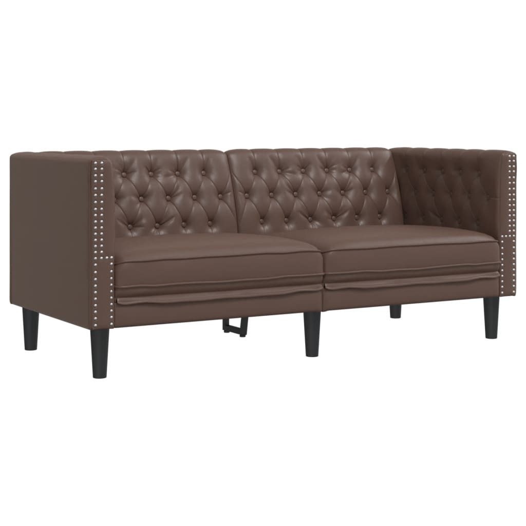 vidaXL Sofa Chesterfield-Sofa 2-Sitzer Braun Kunstleder günstig online kaufen