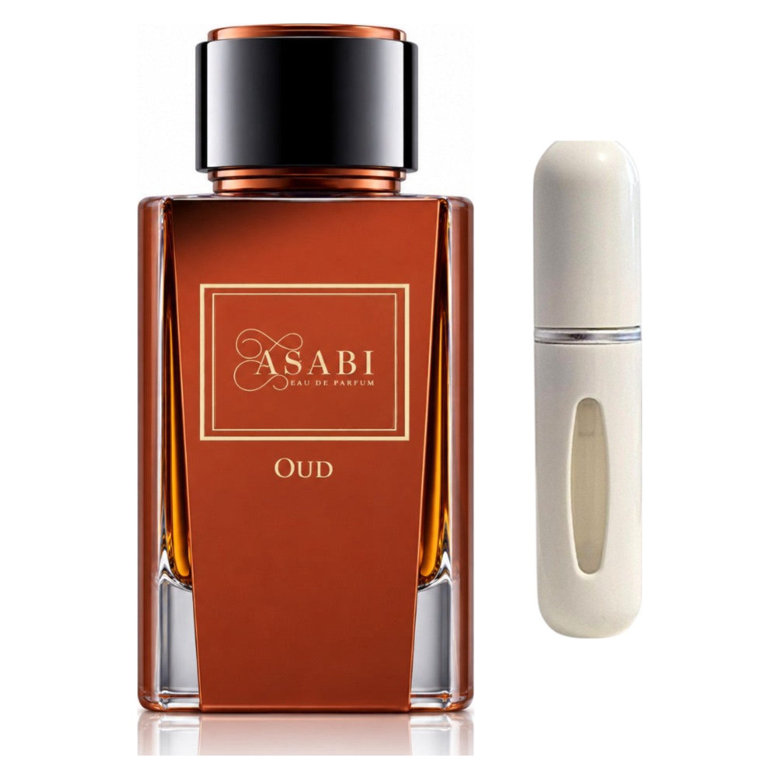 Asabi Duft-Set Oud EDP Intense – Orientalisch Blumig + Parfümzerstäuber (leer)