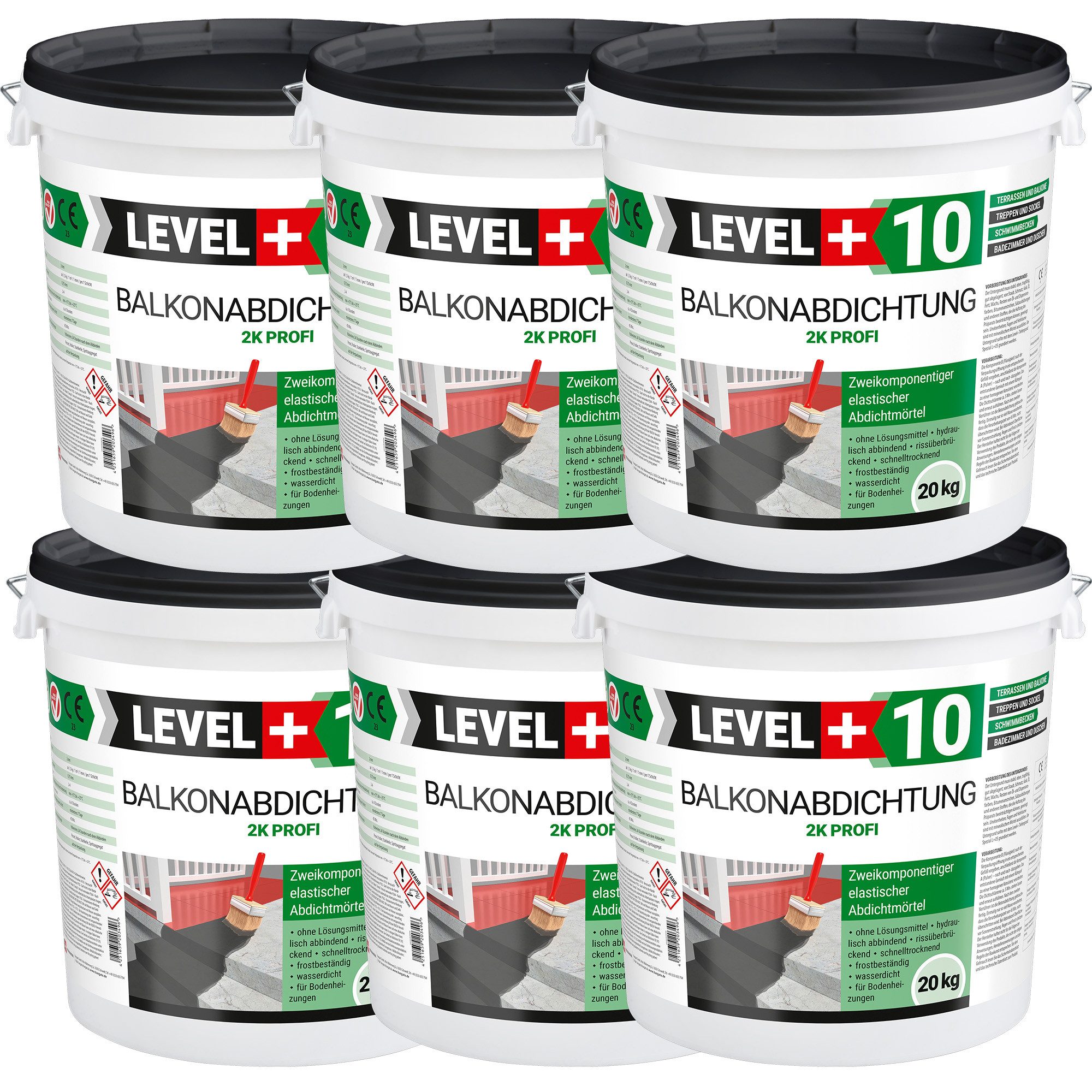 Level+ Dichtstoff LEVEL+ Balkonabdichtung Dichtschlämme 2K Terrasse L+10 - 120KG