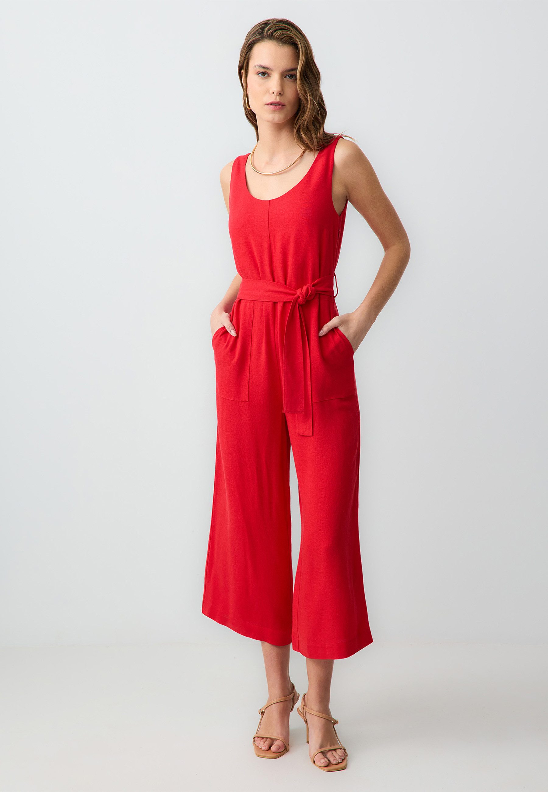 Jimmy Key Jumpsuit Gewebter Roter Jumpsuit günstig online kaufen