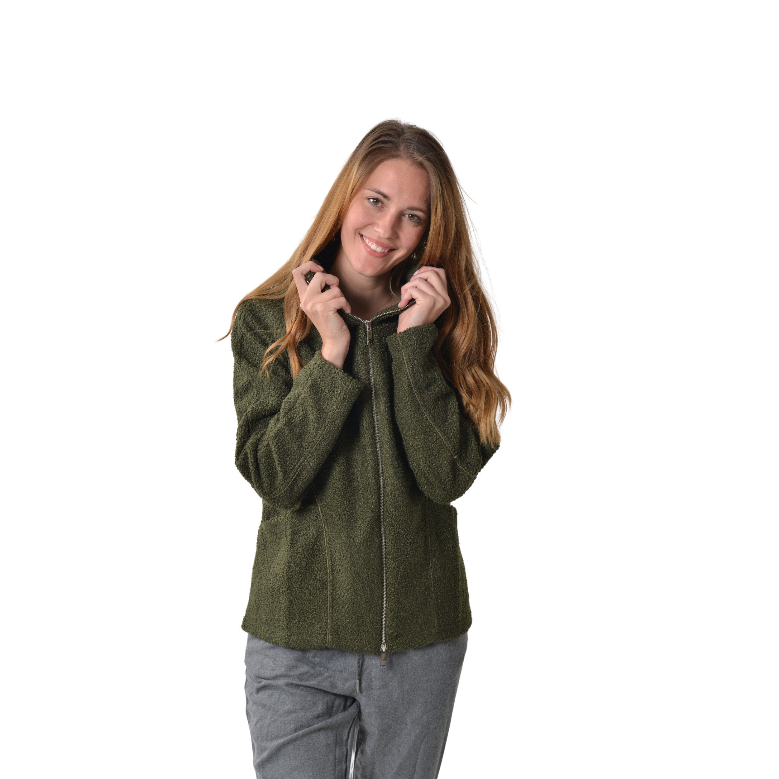 M-Diamant Sweatjacke Unisex Teddy Fleecejacke mit Kapuze Winterjacke Übergangsjacke kuschelig durch weiches Teddy-Fleece – Bild 5 von 5
