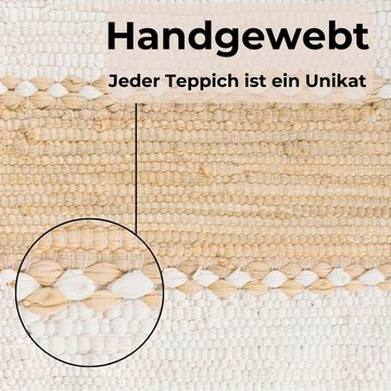 Teppich Benja, my home, rechteckig, Höhe: 10 mm, Handweb Teppich, gestreift, 90% Baumwolle, handgewebt, mit Fransen