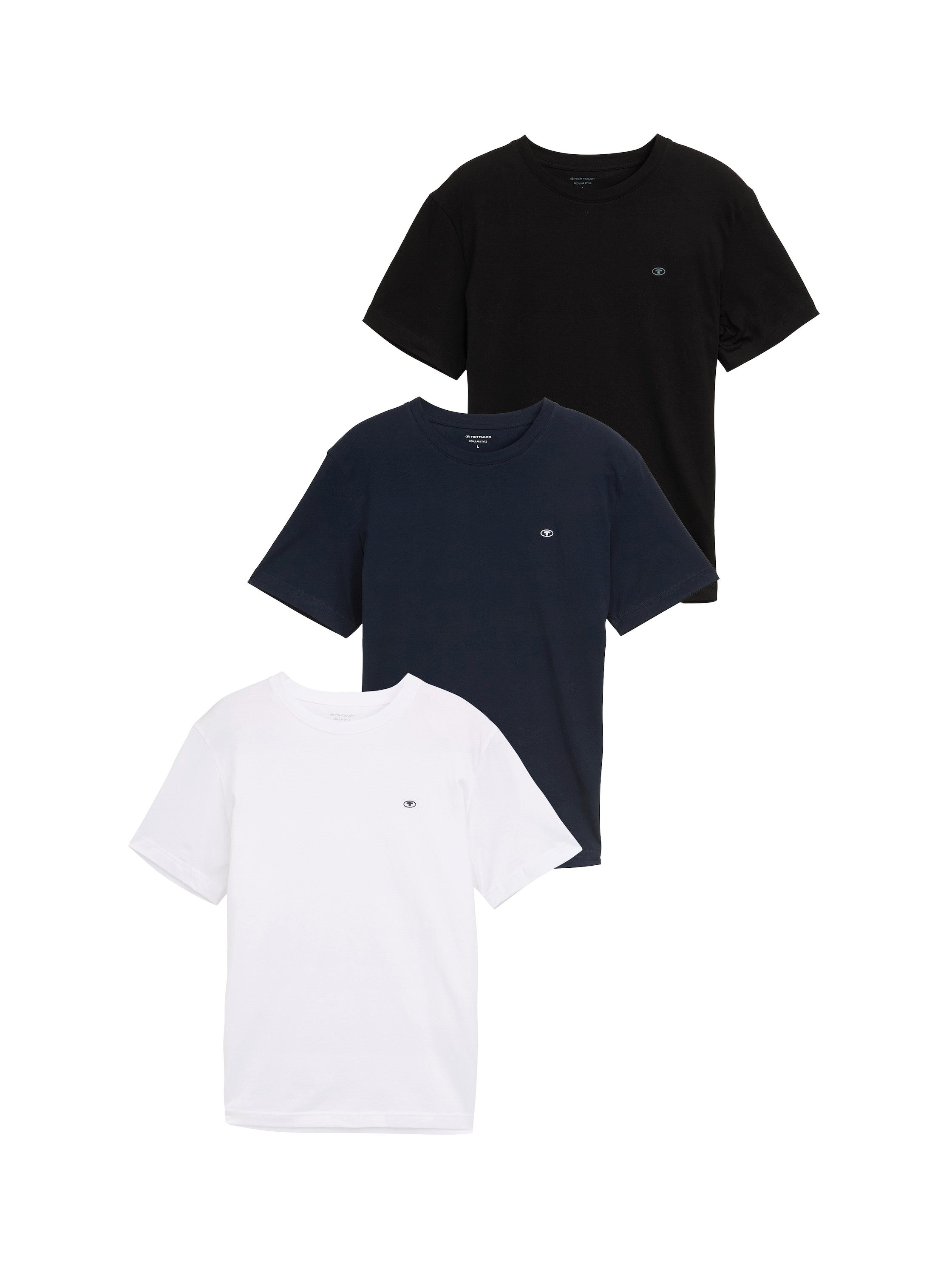 TOM TAILOR T-Shirt (Packung, 3-tlg) 3er Pack mit Logo-Stickerei günstig online kaufen