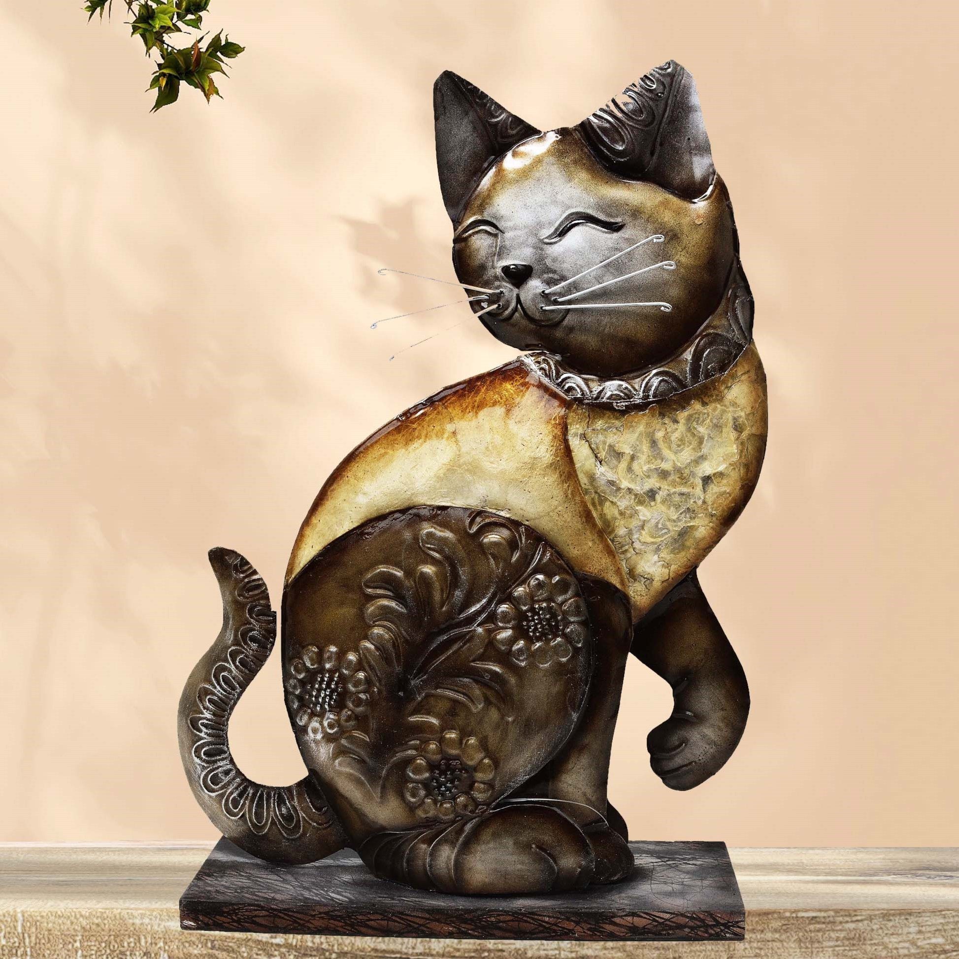MystiCalls Dekofigur Dekofigur Katze sitzend - Tier Metallfigur Geschenk De günstig online kaufen