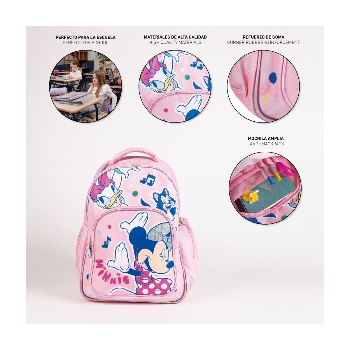 Disney Kinderrucksack Disney Minnie Friends Schultasche 42cm – mit abnehmbarer Tasche (1-tlg)