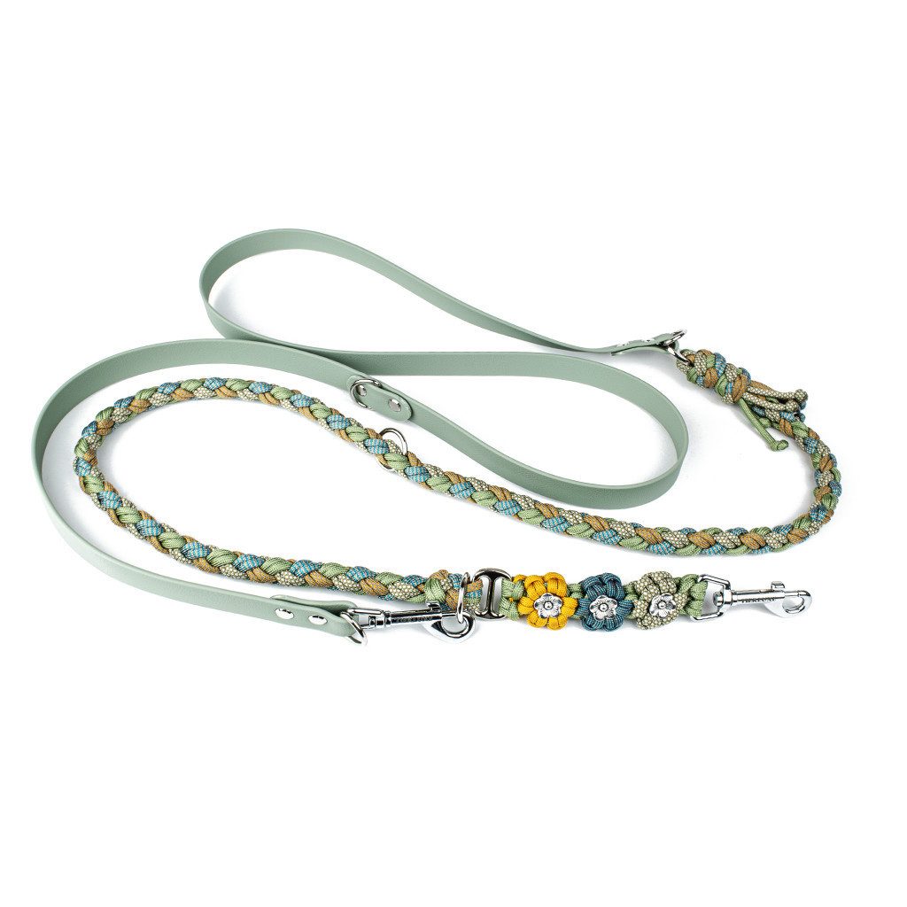 Tierluxe Hundeleine Blumen, Paracord, Biothane, Handgemacht