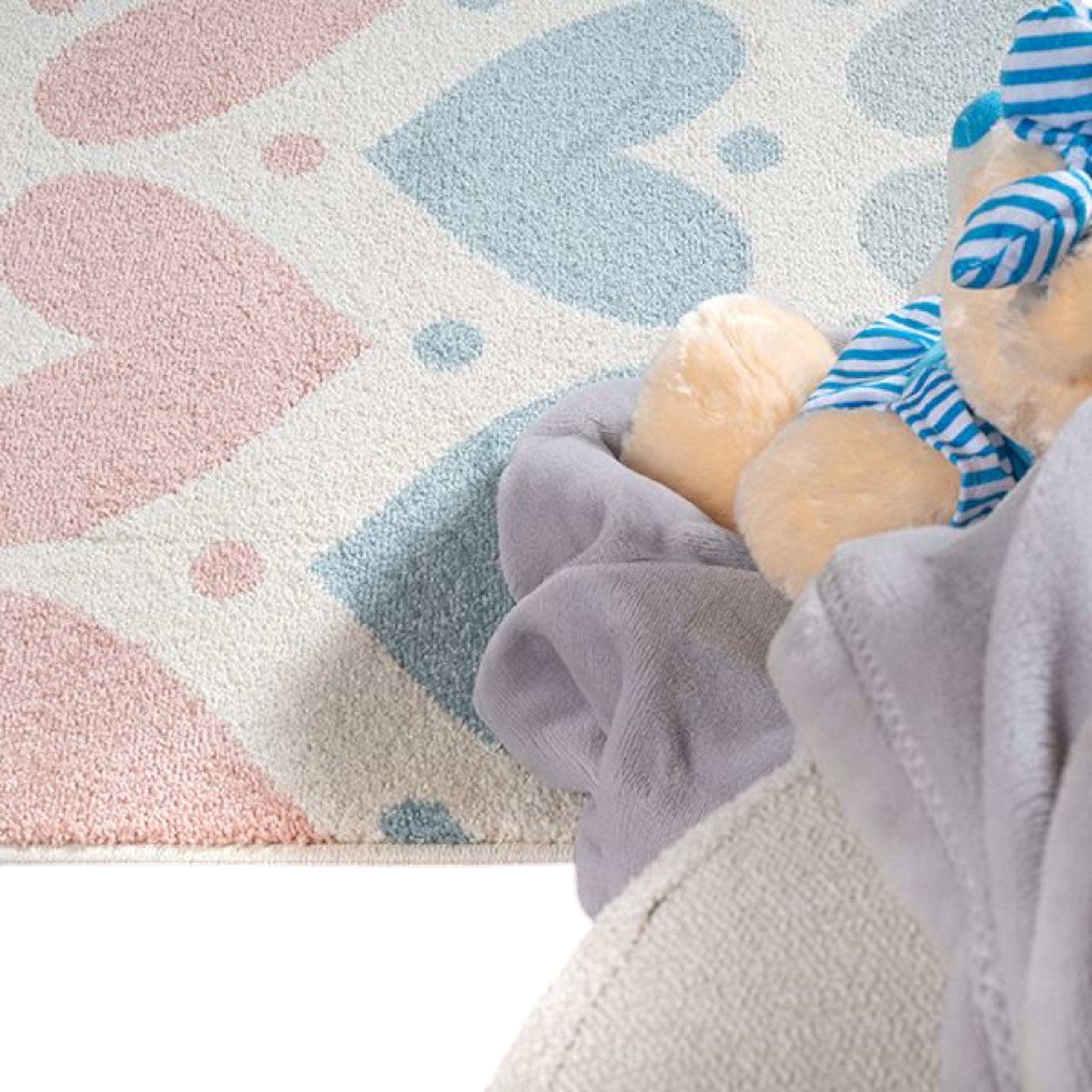 Carpetia Kinderteppich Kinderzimmerteppich mit Pastell-Herzen – gemütlich & pflegeleicht, rechteckig, Höhe: 6 mm – Bild 5 von 5