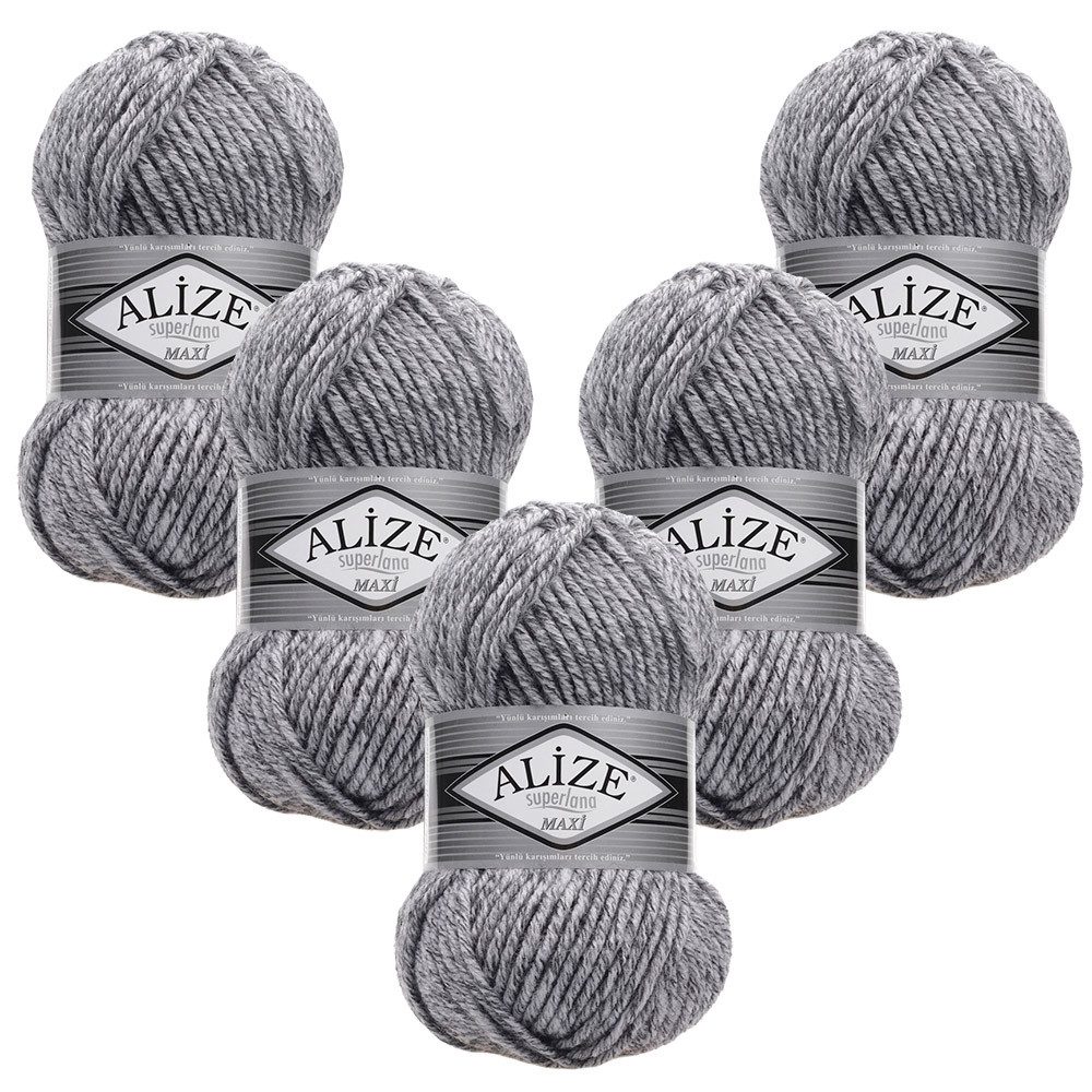 Alize 5 x ALIZE Superlana Maxi Häkelwolle, 100 m, Yarn,Handstrickgarn,Garn,Stickgarn