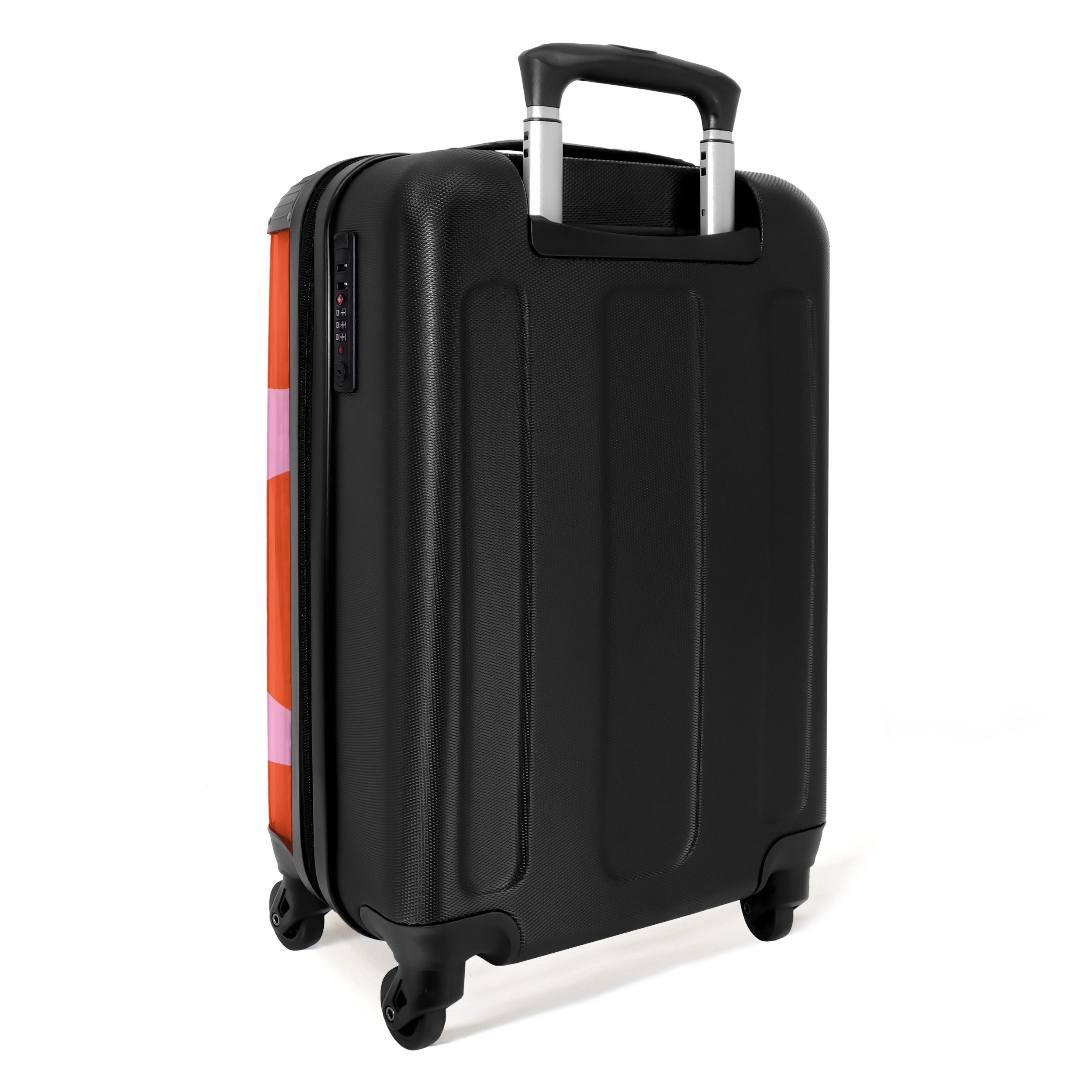 NoBoringSuitcases.com© Hartschalen-Trolley Rosa mit roten Flecken 55x35x20cm, 4 Rollen, Handgepäck Koffer & Trolleys, Luggage, Reisekoffer Frauen