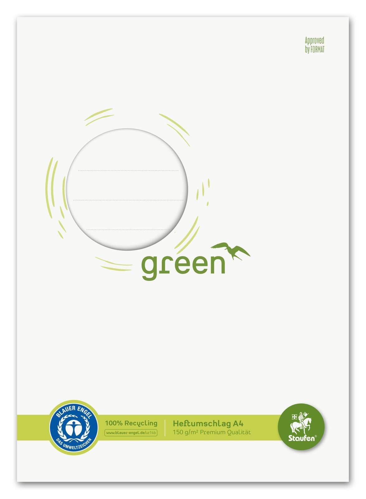 Staufen Schulheft Staufen Bio Heftumschlag DIN A4 - Premium Recyclingpapier für perfekte