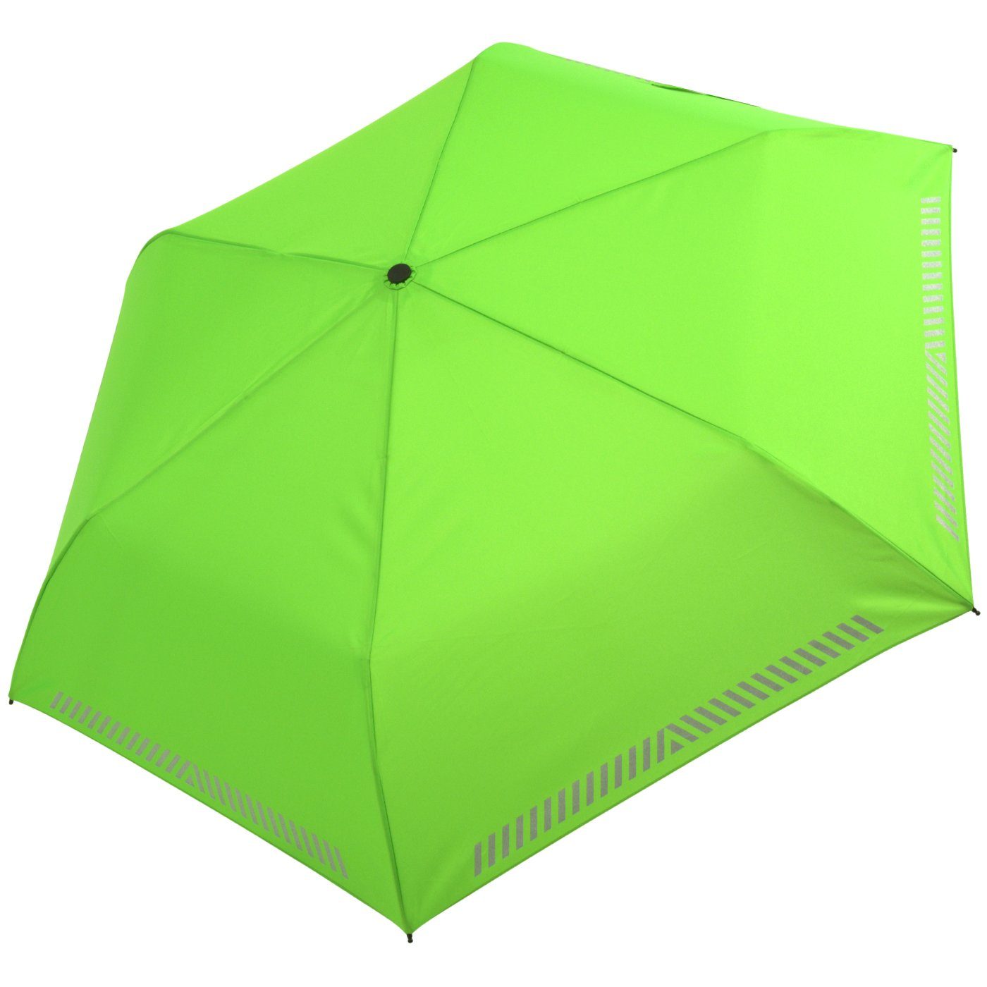 - durch Reflex-Streifen reflektierend, mit Kinderschirm Taschenregenschirm grün iX-brella neon Auf-Zu-Automatik, Sicherheit