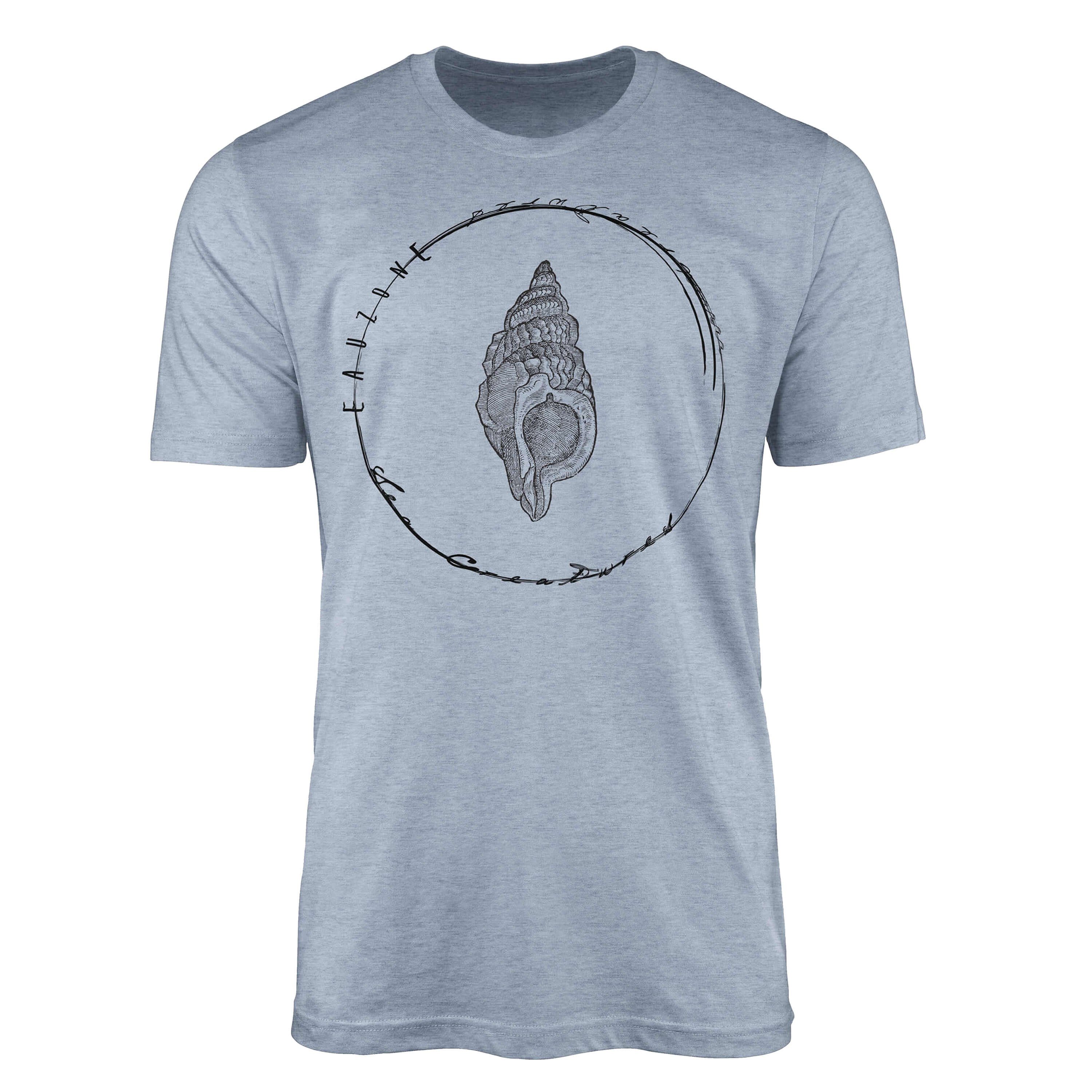Sinus Art T-Shirt Stonewash Struktur Denim Sea - T-Shirt Schnitt Tiefsee Sea / und Creatures, feine Fische sportlicher 053 Serie