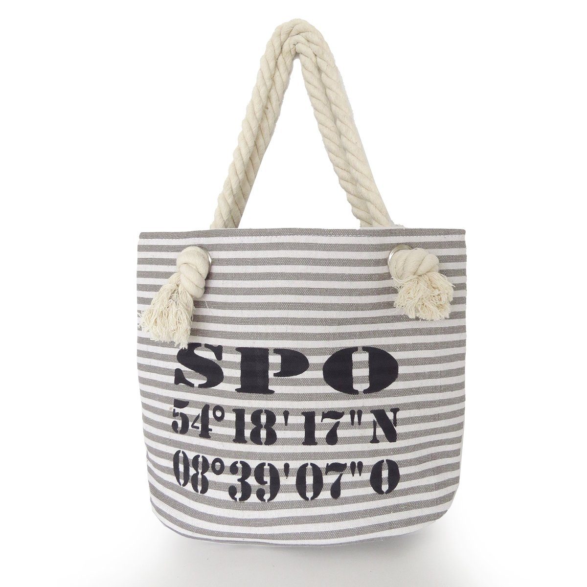 Sonia Originelli Umhängetasche XS Shopper "St. Peter Ording" Shopper Tasche Koordinaten, kleine Innentasche mit Reißverschluss grau-schwarz | Umhängetaschen