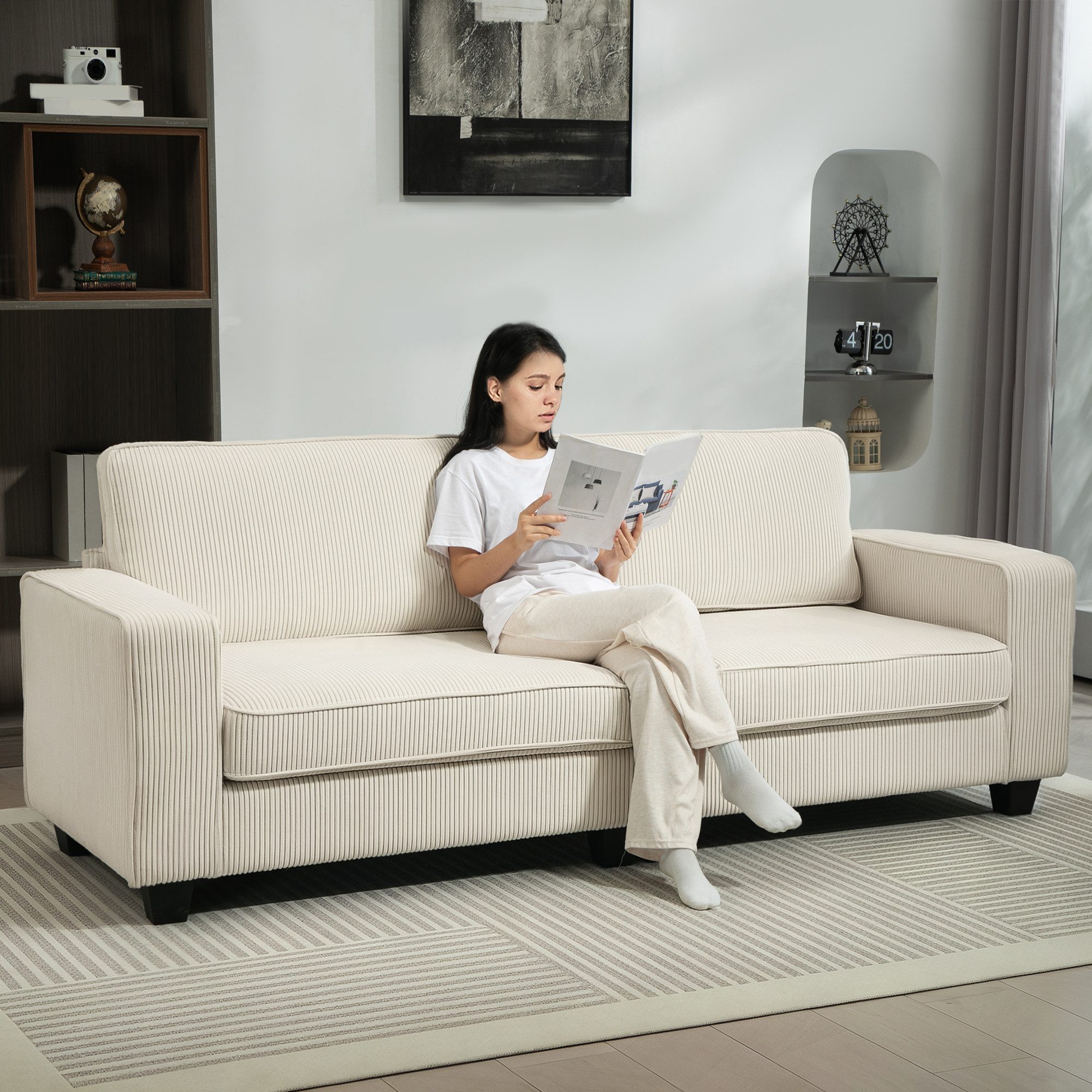 HOMCOM 3-Sitzer Couch mit Armlehnen, Rückenkissen, günstig online kaufen