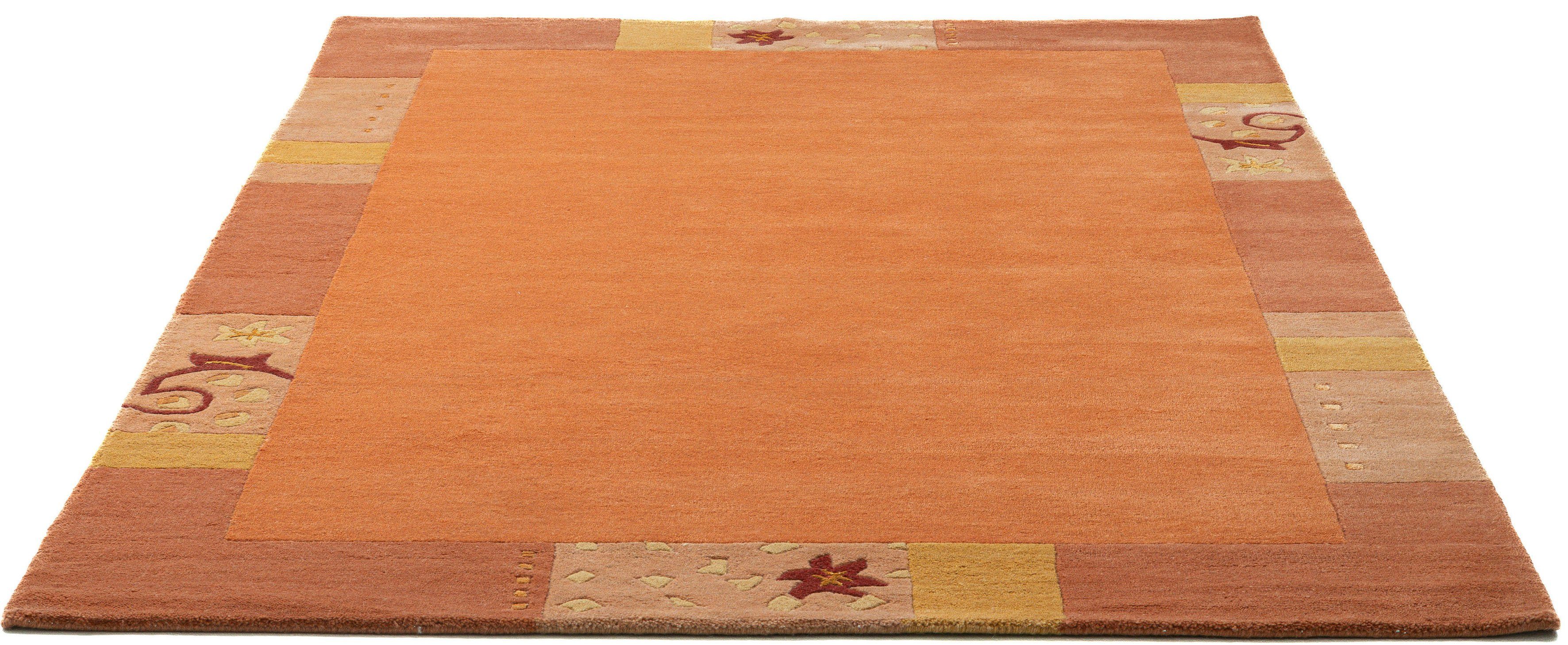 Wollteppich Royal Ganges, THEKO, rechteckig, Höhe: 13 mm, reine Wolle, mit Bordüre, ideal im Wohnzimmer & Schlafzimmer