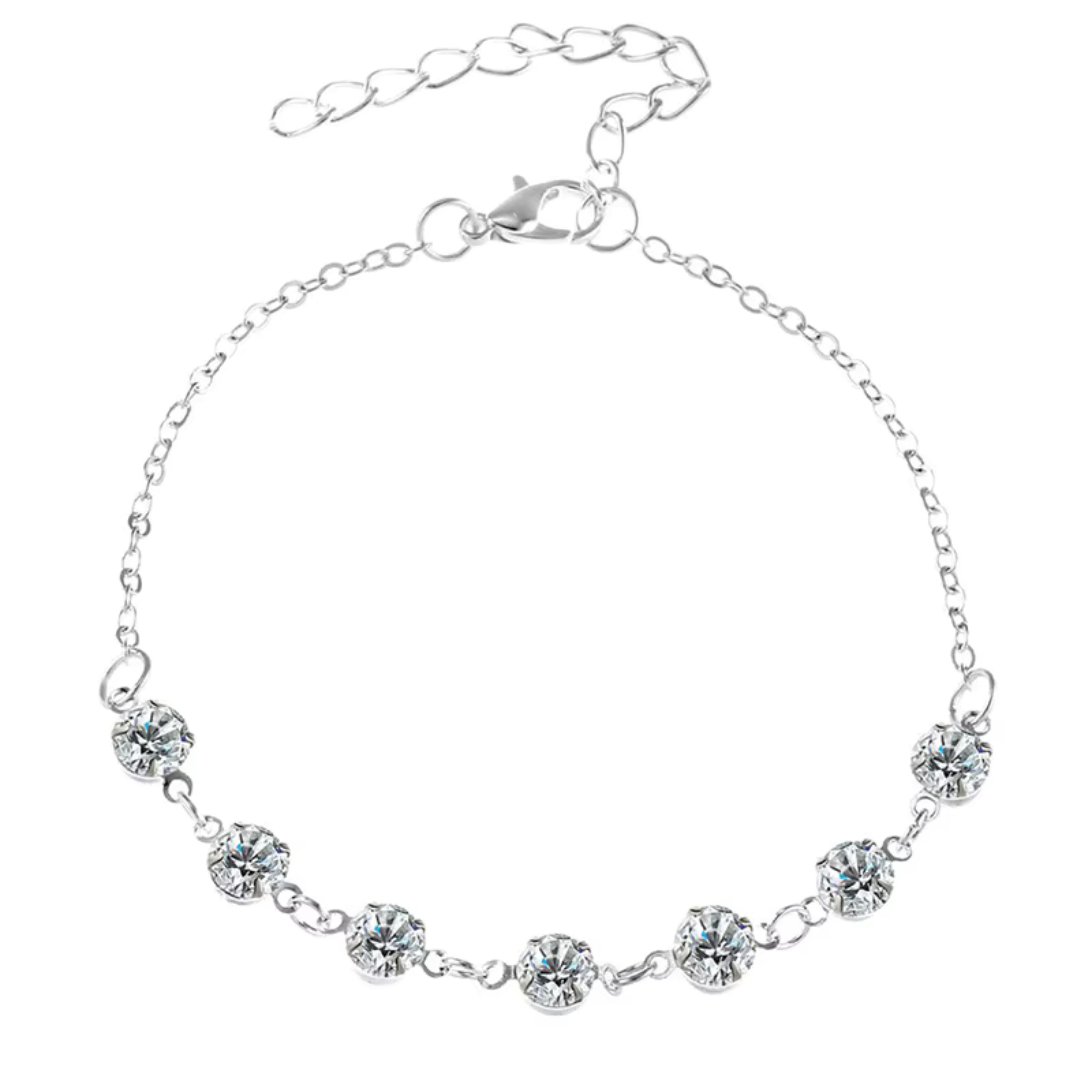 Felino Fußkette Damen Diamanten Silber Strand Fusskette Fußkettchen (1-tlg), Längenverstellbar (21 - 26 cm)