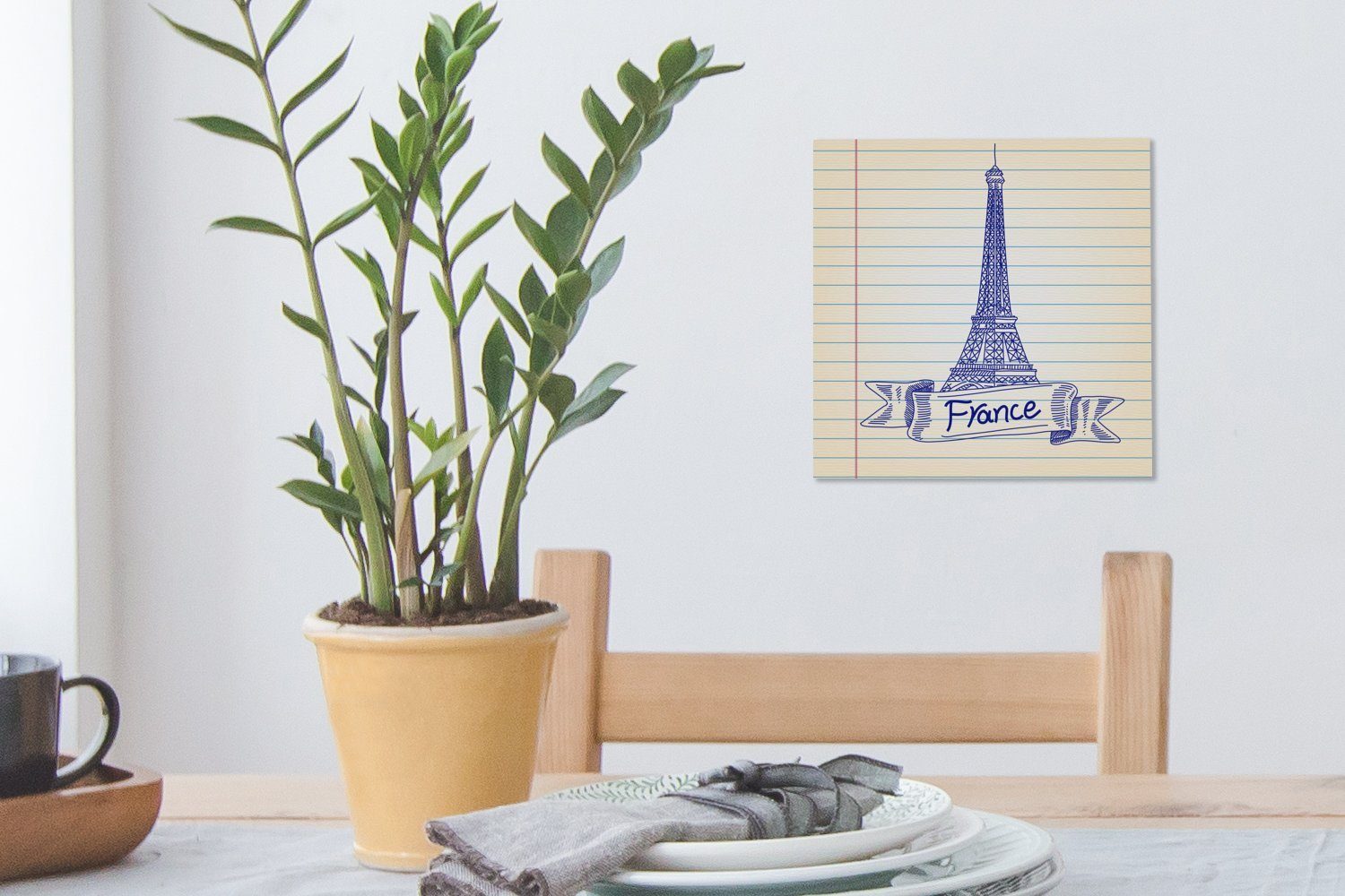 Leinwand Leinwandbild des Eine für Bilder Schlafzimmer OneMillionCanvasses® Eiffelturms St), Blau, Wohnzimmer in Delfter Illustration (1