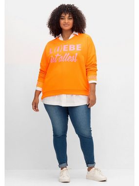 Sheego Sweatshirt Große Größen mit Neon-Print und Seitenschlitzen