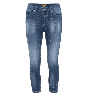Sarah Kern Skinny-fit-Jeans Röhren-Denim figurbetont mit ca. 600 Strasssteinen