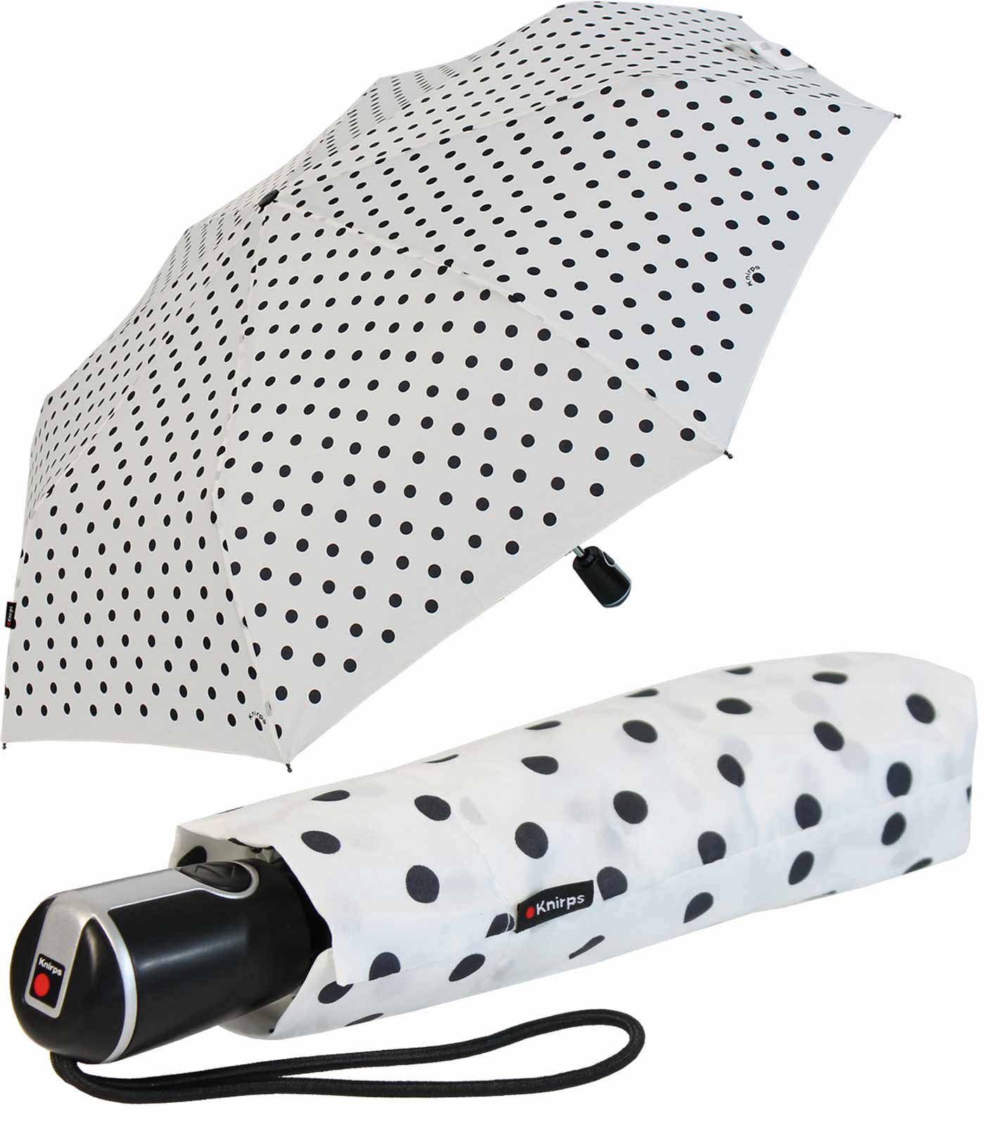Knirps® Taschenregenschirm Large Duomatic mit Auf-Zu-Automatik - Polka Dots, der große, stabile Begleiter weiß-schwarz