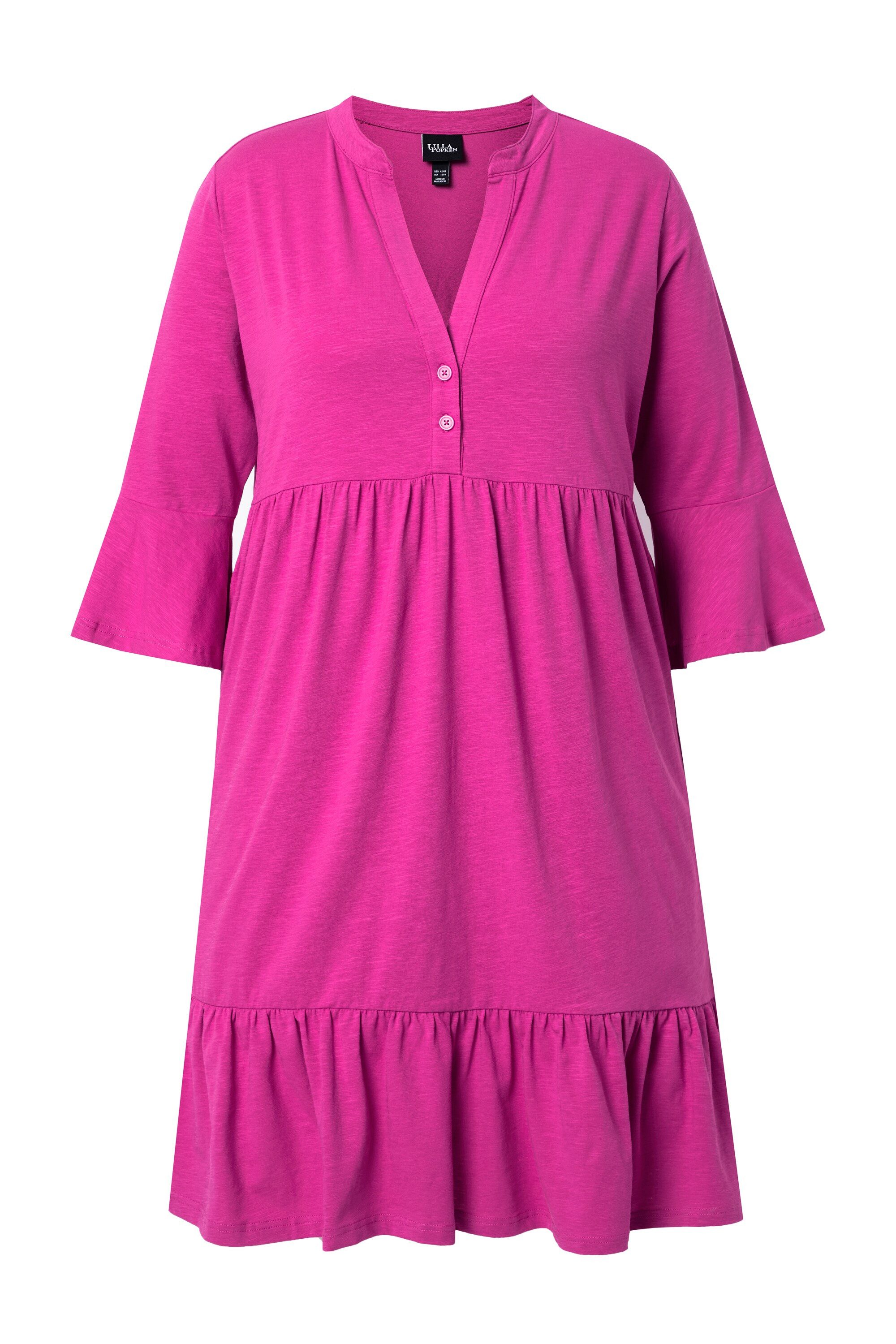 Ulla Popken Jerseykleid Jerseykleid A-Linie Tunika-Ausschnitt 3/4-Arm