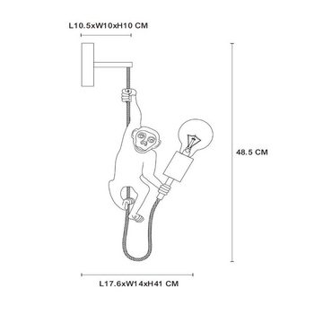 click-licht Wandleuchte Wandleuchte Extravaganza Chimp in Gold E27, keine Angabe, Leuchtmittel enthalten: Nein, warmweiss, Wandleuchte, Wandlampe, Wandlicht
