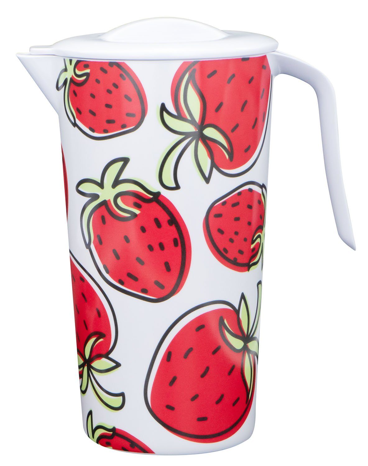 Geda Labels GmbH Wasserkrug Krug mit Крышки Erdbeeren, (1-tlg), Rot, 1,5 Liter, spülmaschinengeeignet