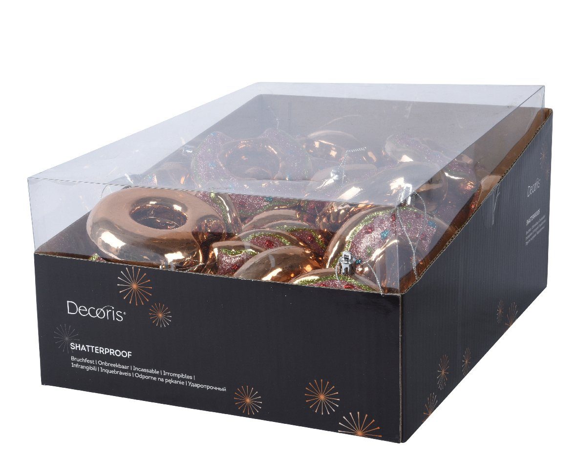 Christbaumschmuck Decoris - 10cm - Christbaumschmuck, Kunststoff season Donut Rosa Bunt decorations